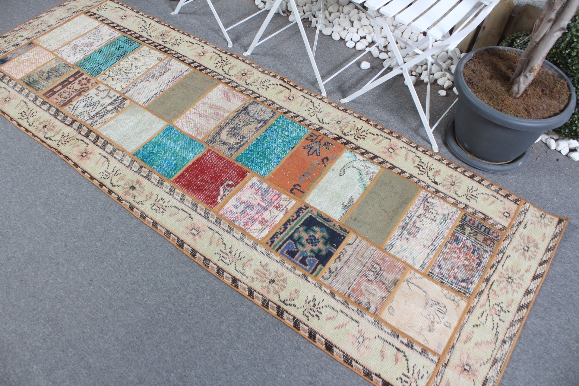 Mutfak Halısı, Merdiven Halısı, Vintage Halı, Havalı Halılar, Runner Halıları, Türk Halısı, Gökkuşağı 2.8x8.1 ft Runner Halıları, El Dokuma Halı