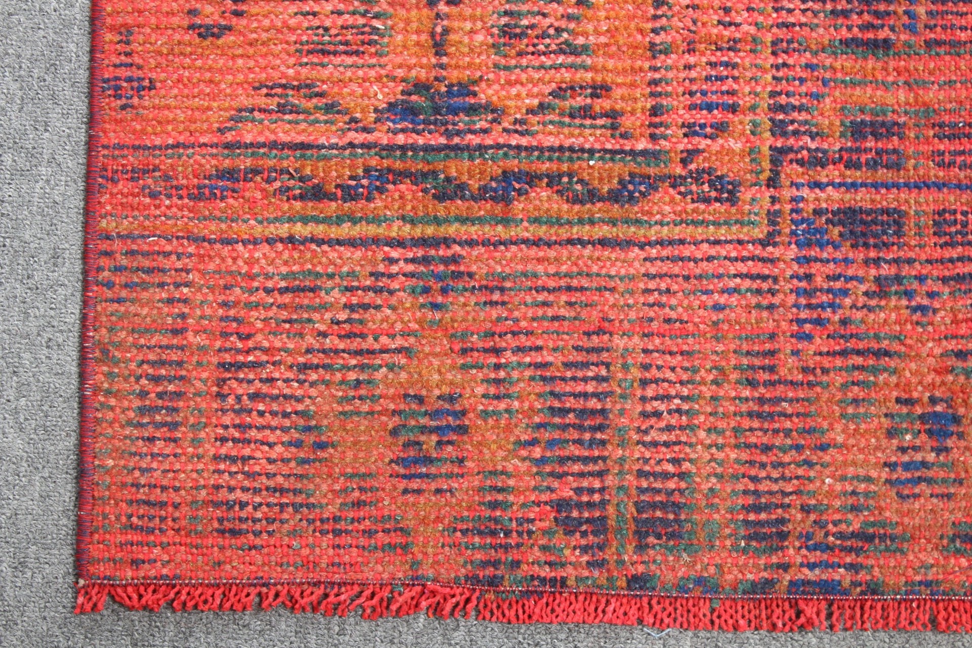 Vintage Rug, Wall Hanging Rug, Turkish Rug, 1.8x3.7 ft Small Rug, Kitchen Rug, Floor Rugs, Oriental Rug, Rugs for Bath, Orange Oushak Rug