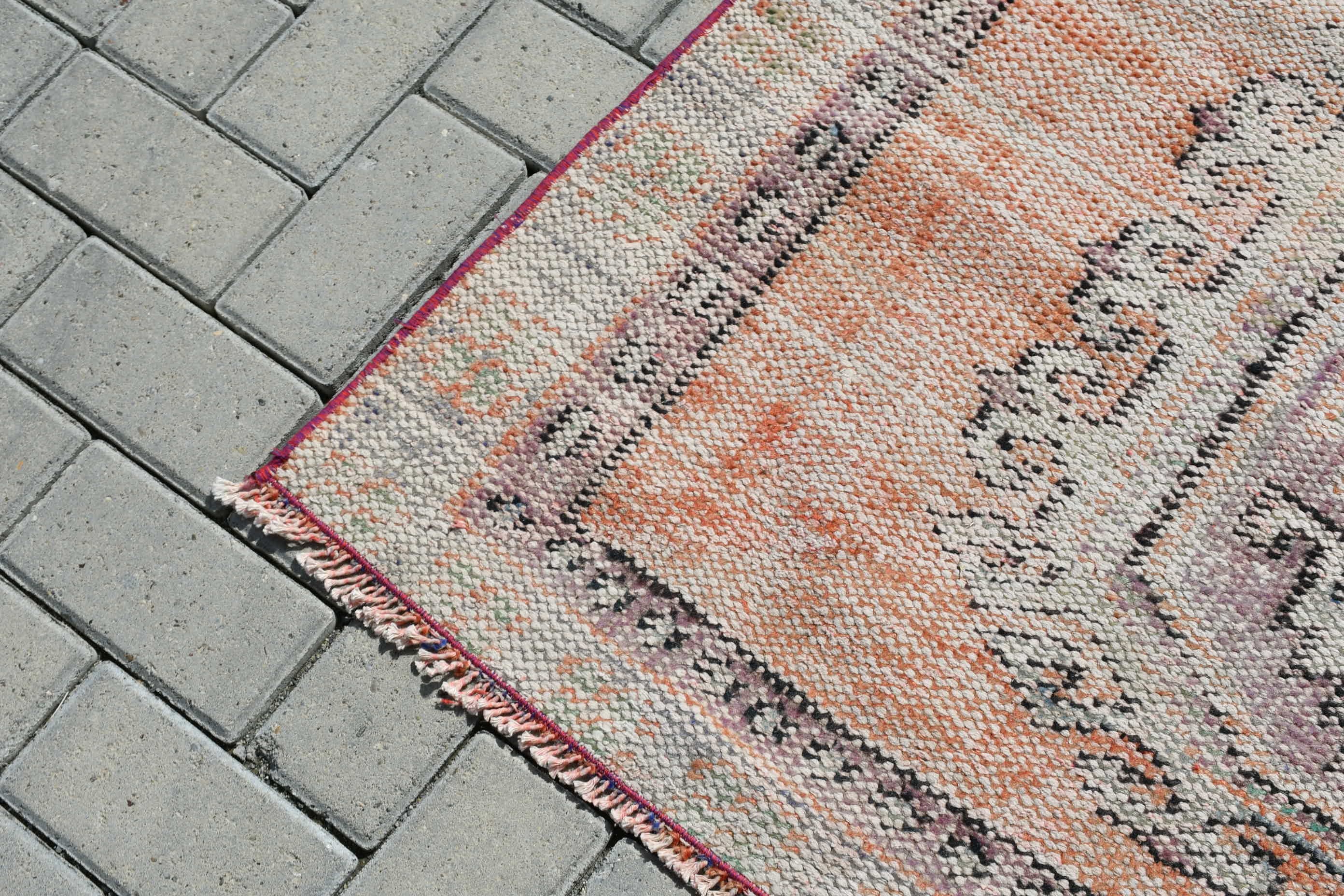 Outdoor Rug, Orange Cool Rugs, 4.3x11.2 ft Runner Rug, Wool Rug, Turkish Rugs, Vintage Rug, Kitchen Rug, Rugs for Runner