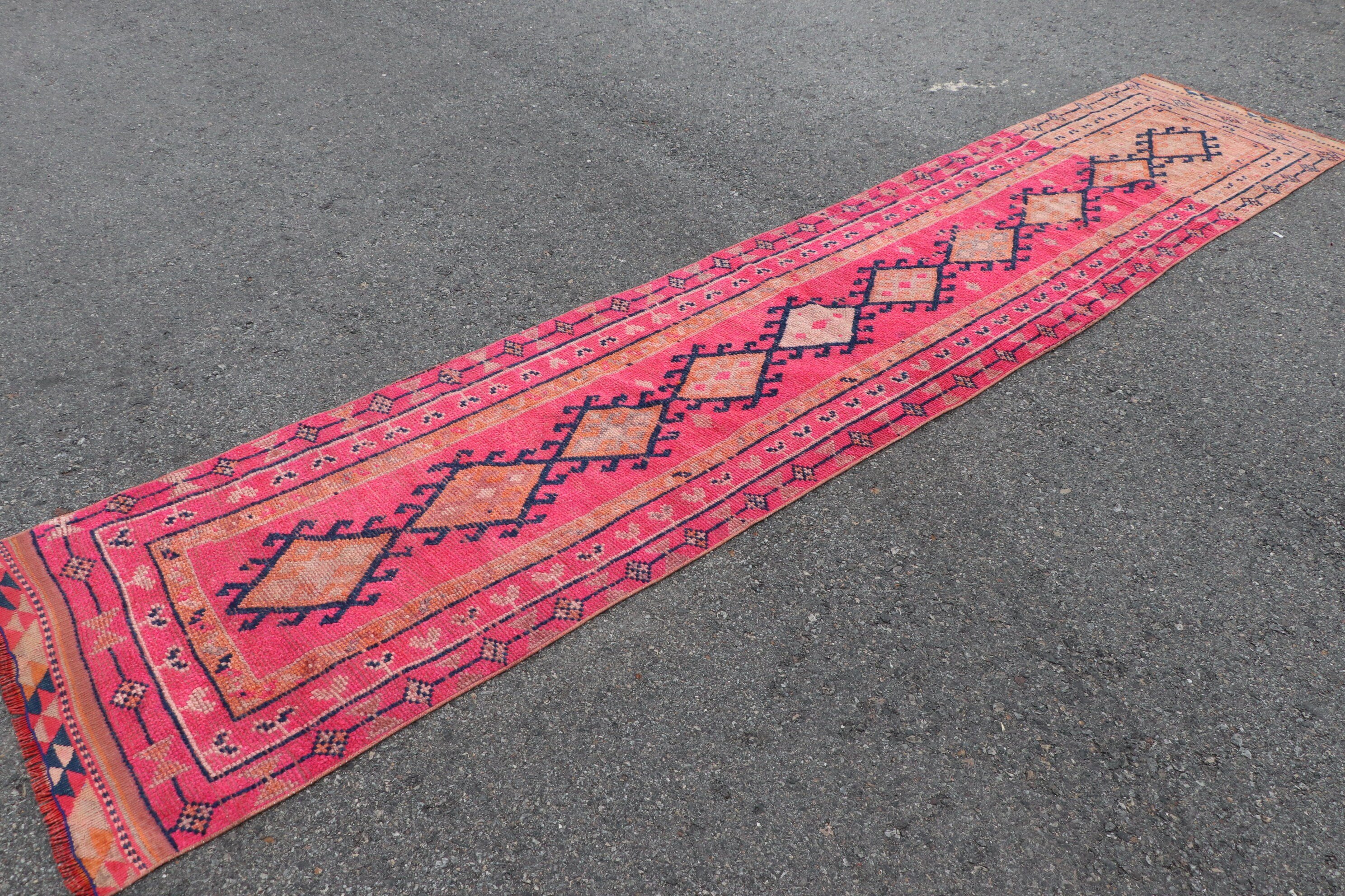 Rugs for Corridor, Kitchen Rug, Cool Rug, 2.7x13 ft Runner Rug, Corridor Rugs, Vintage Rugs, Tribal Rugs, Turkish Rug, Pink Cool Rugs