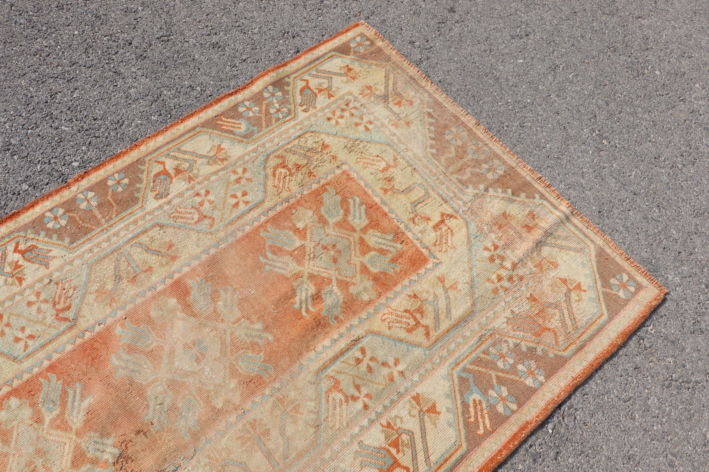 Orange Antique Rug, Anatolian Rug, Entry Rug, Floor Rugs, Turkish Rug, Kitchen Rugs, Vintage Rug, Rugs for Bedroom, 3.8x6 ft Accent Rugs