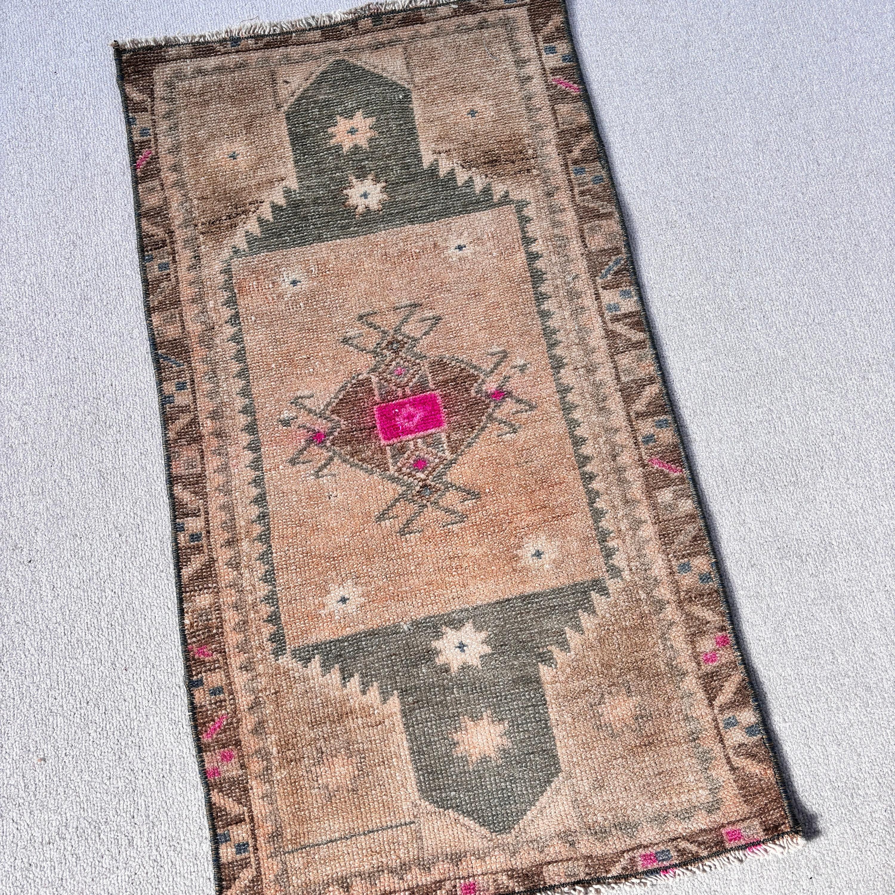 Small Vintage Rugs, Bathroom Rug, Vintage Rugs, 1.5x2.8 ft Small Rugs, Brown Cool Rugs, Anatolian Rugs, Kitchen Rug, Turkish Rugs