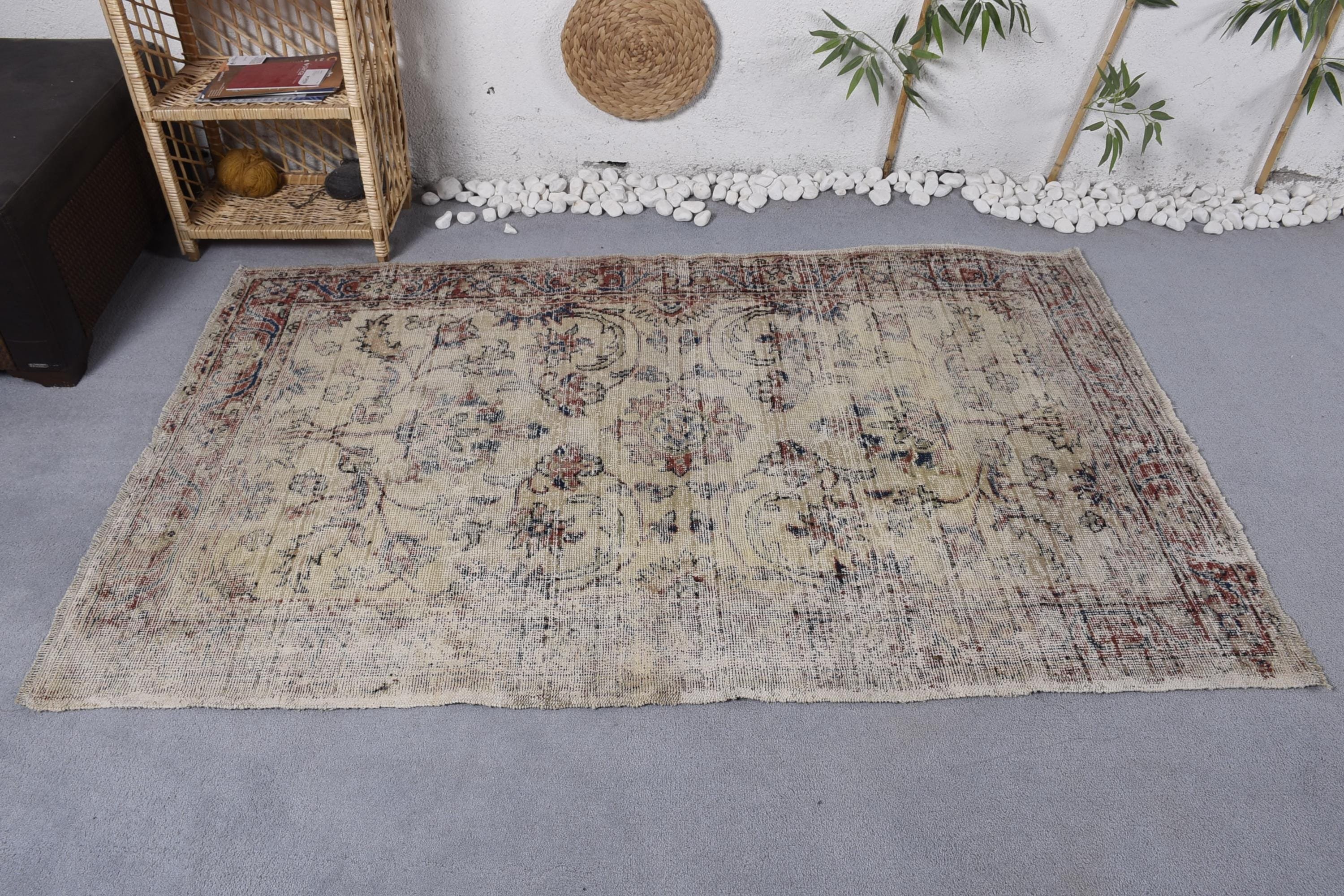 Kitchen Rugs, Turkish Rug, 4.1x6.4 ft Area Rug, Dining Room Rugs, Aztec Rug, Anatolian Rugs, Vintage Rug, Nursery Rug, Beige Anatolian Rugs