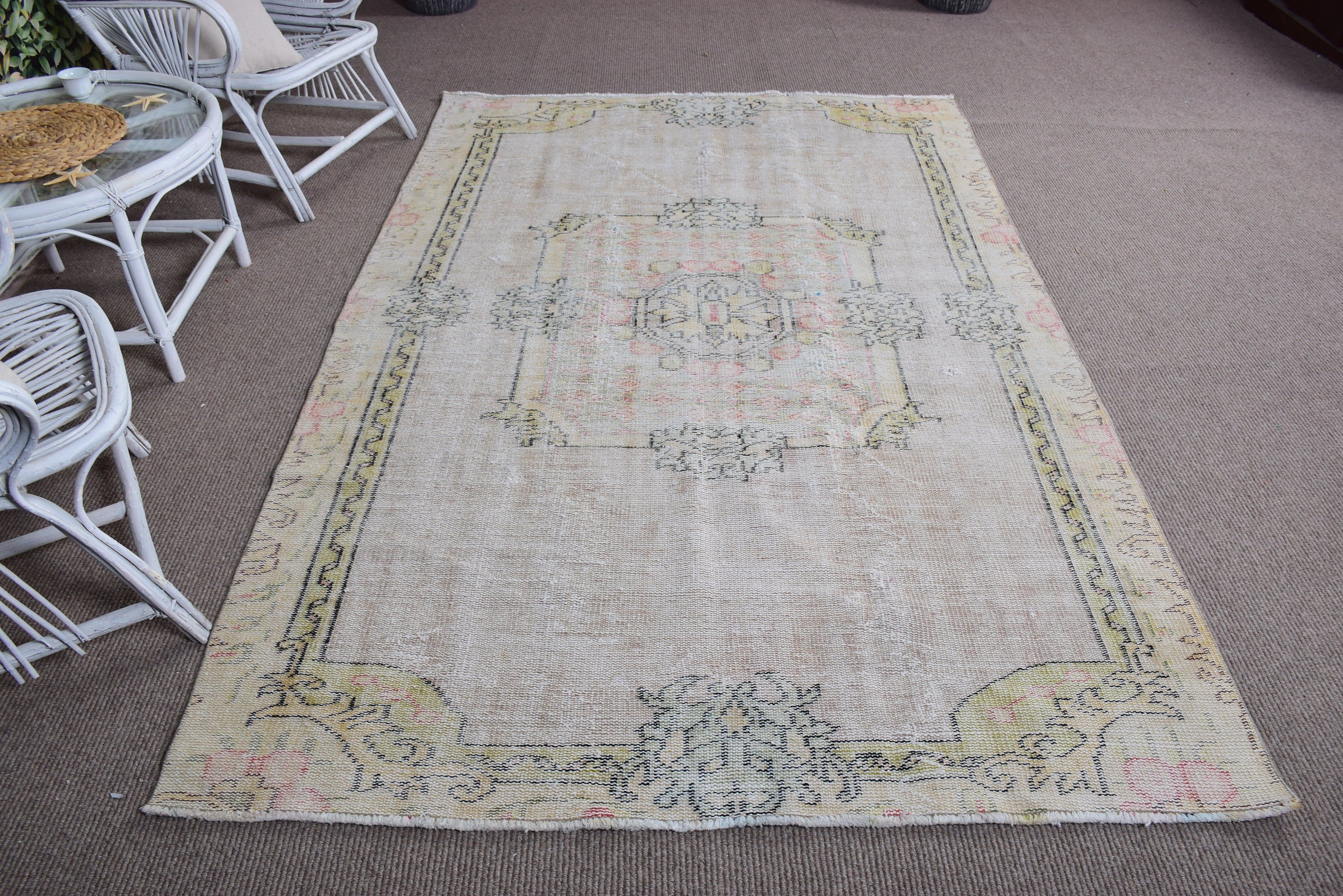 Sanatsal Halı, Yeşil Mutfak Halıları, Türk Halıları, 5.4x8.3 ft Büyük Halı, Yatak Odası Halıları, Oryantal Halılar, Vintage Halı, Ev Dekorasyonu Halısı, Salon Halıları