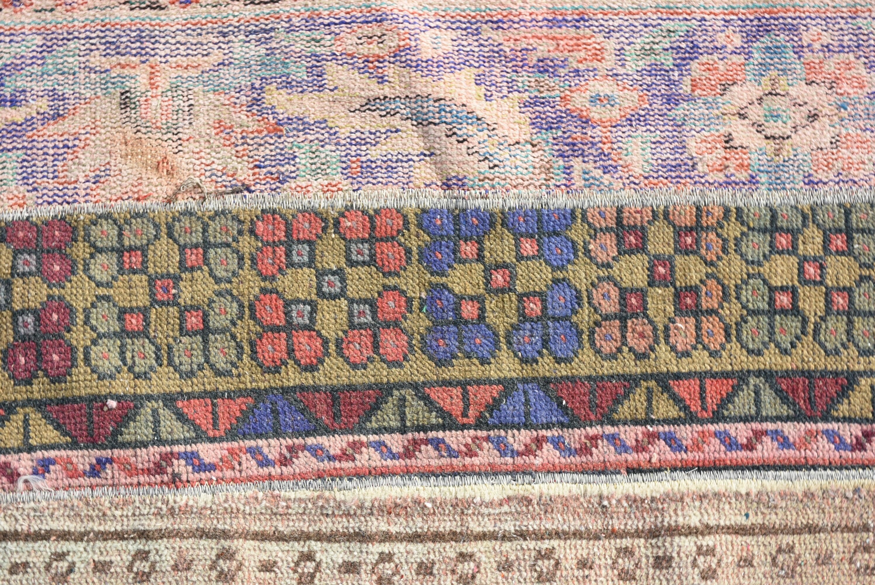 Vintage Halı, Yün Halı, Soluk Halı, 3x3 ft Küçük Halılar, Mavi Yün Halı, Yatak Odası Halısı, Kapı Paspası Halıları, Türk Halısı, Çocuk Halısı