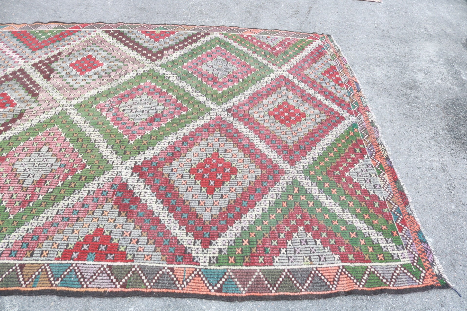 Kitchen Rugs, Turkish Rug, Vintage Rug, Kilim, Antique Rug, Living Room Rugs, Salon Rug, 7x10.3 ft Oversize Rug, Rugs for Living Room