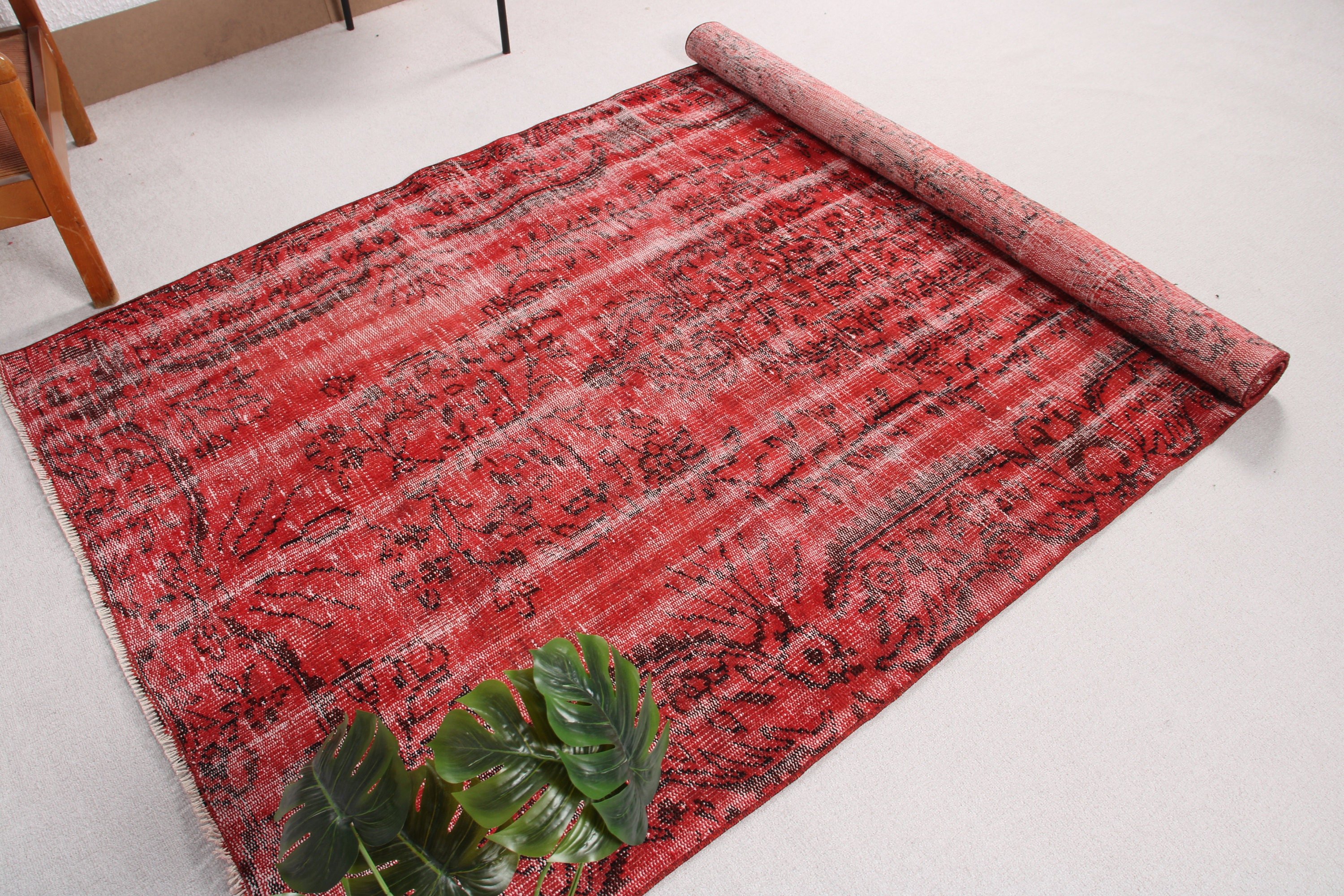 4.8x8 ft Area Rug, Moroccan Rugs, Red Statement Rug, Turkish Rugs, Oushak Rug, Floor Rug, Handwoven Rugs, Vintage Area Rugs, Vintage Rugs