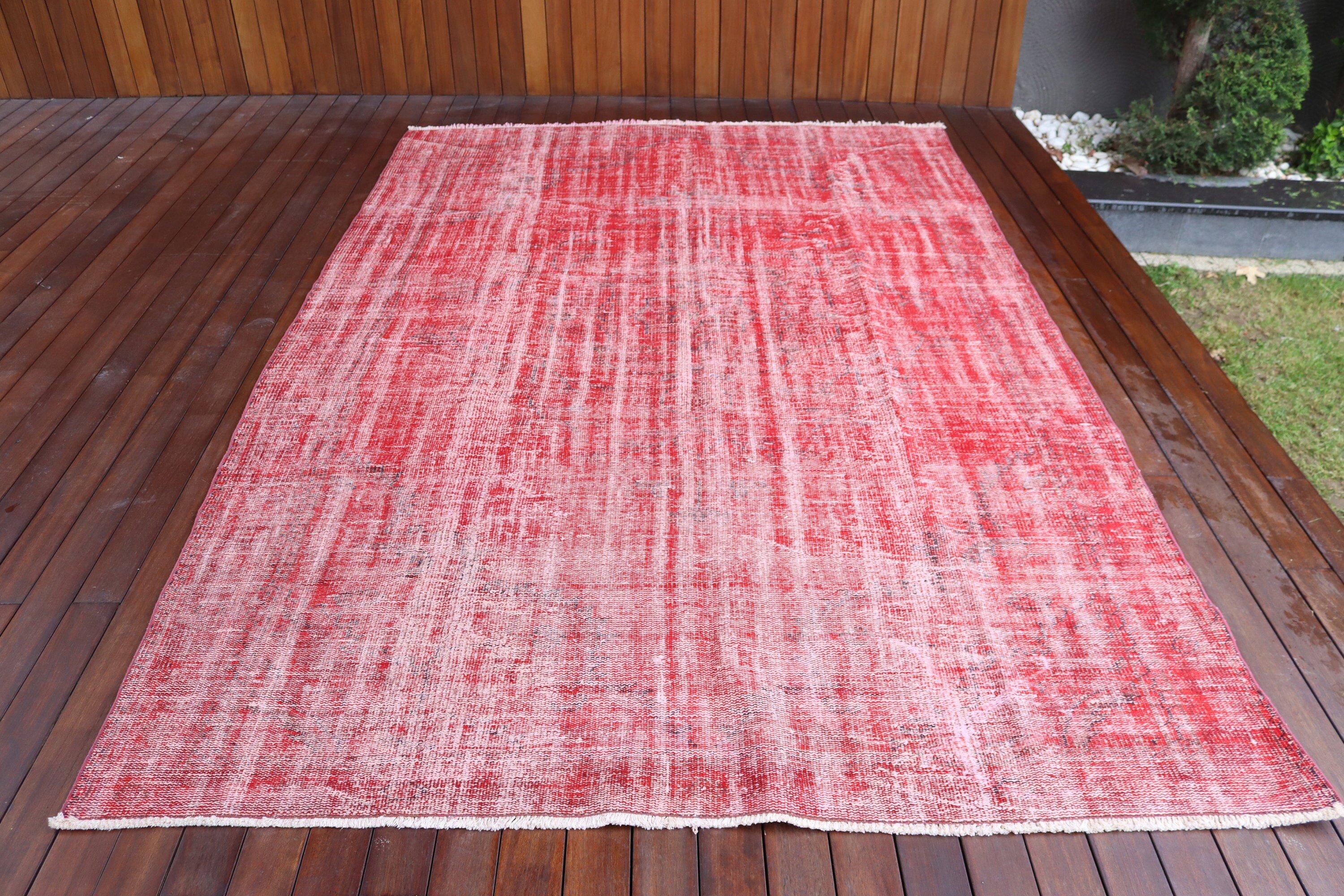 Large Vintage Rug, Red Cool Rug, Turkey Rugs, 6.2x9.6 ft Large Rugs, Vintage Rugs, Living Room Rug, Handwoven Rug, Neutral Rug, Turkish Rug