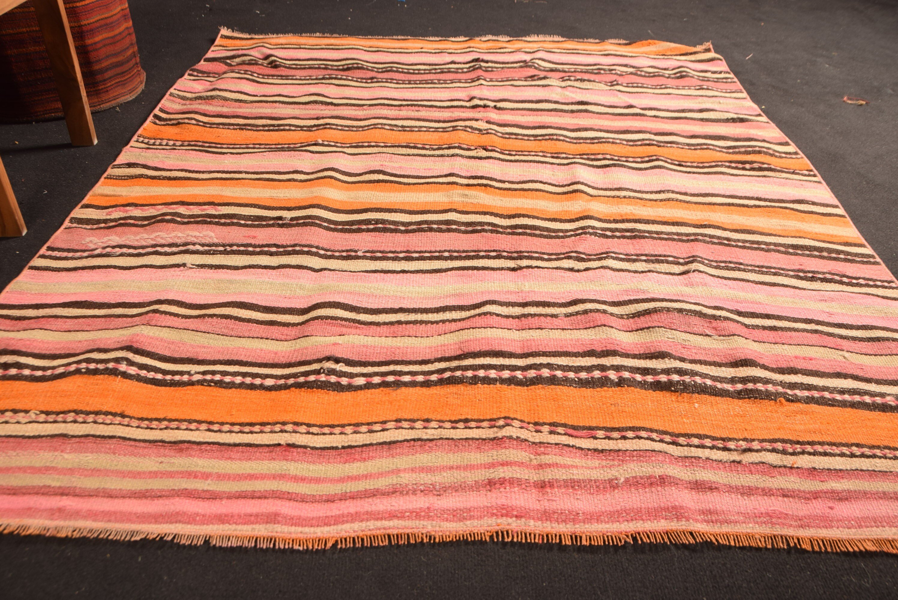 Anadolu Halıları, Yer Halısı, Kilim, Pembe Yün Halı, Yurt Halıları, 5.1x6.1 ft Alan Halısı, Yemek Odası Halıları, Türk Halısı, Vintage Halılar