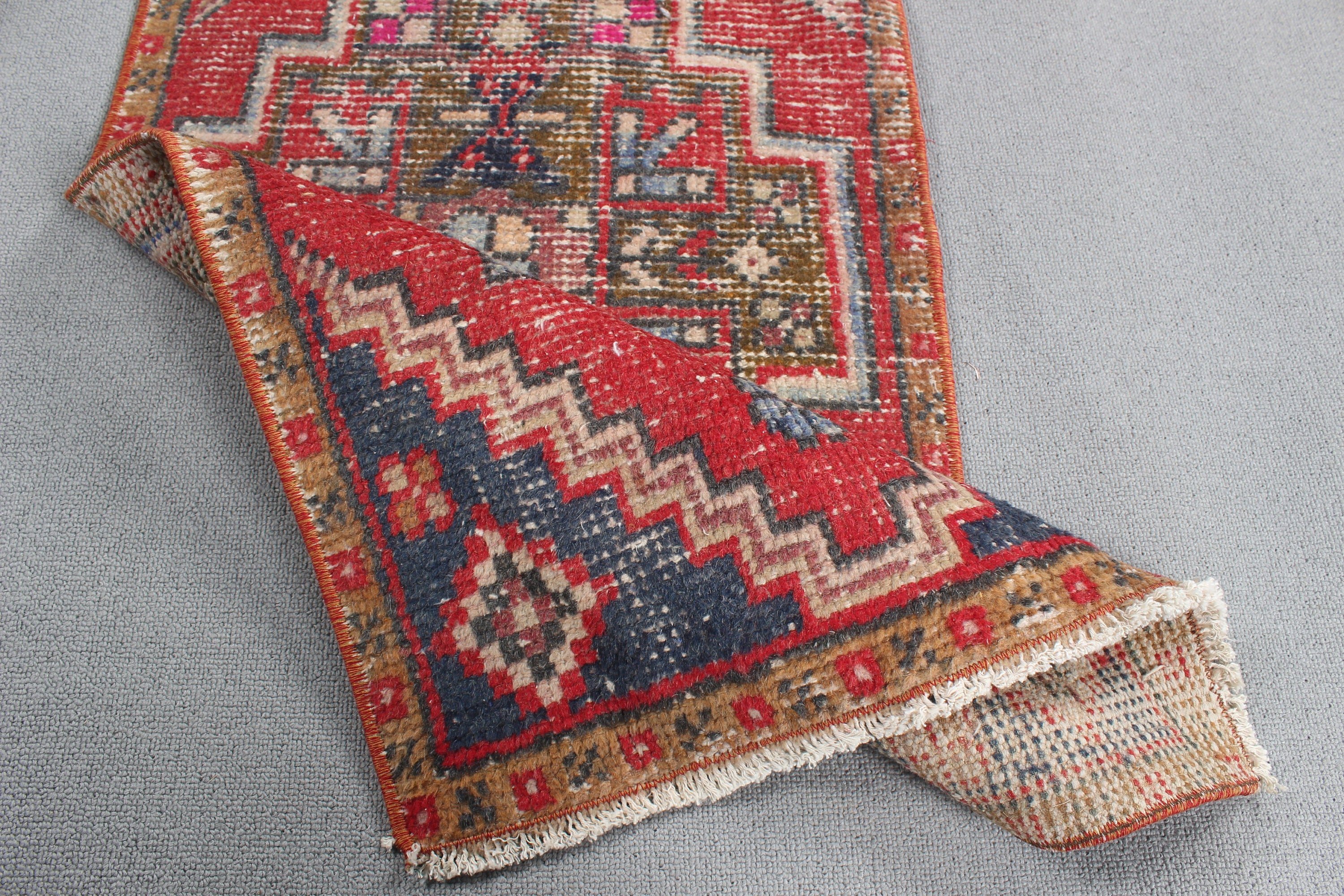 Kitchen Rugs, 1.6x3.1 ft Small Rugs, Oushak Rugs, Small Vintage Rug, Anatolian Rugs, Red Flatweave Rugs, Vintage Rugs, Turkish Rug