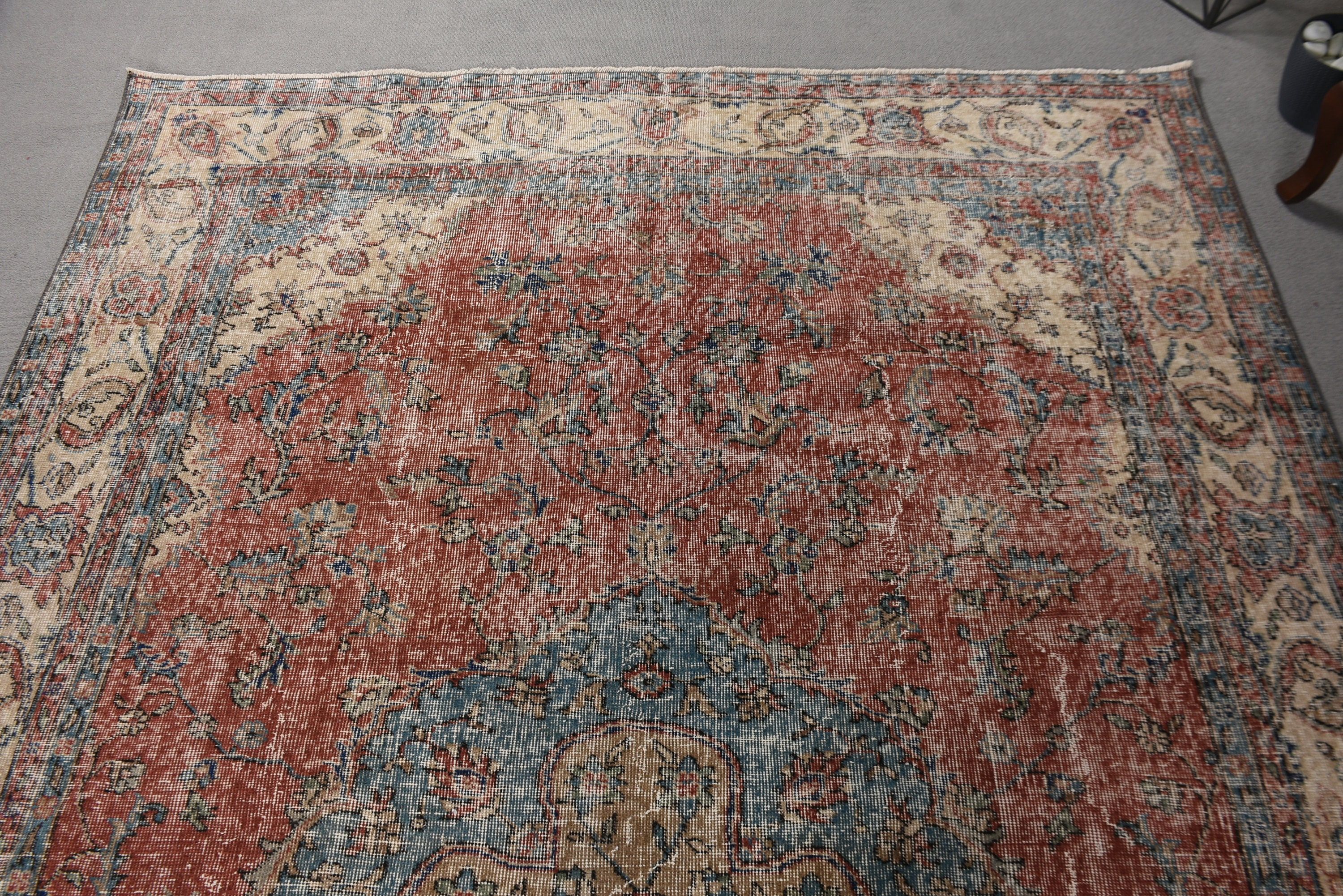 Red Floor Rug, Antique Rug, Cool Rug, Turkish Rug, Oversize Vintage Rug, Oversize Turkish Rugs, 6.6x10.9 ft Oversize Rugs, Vintage Rug