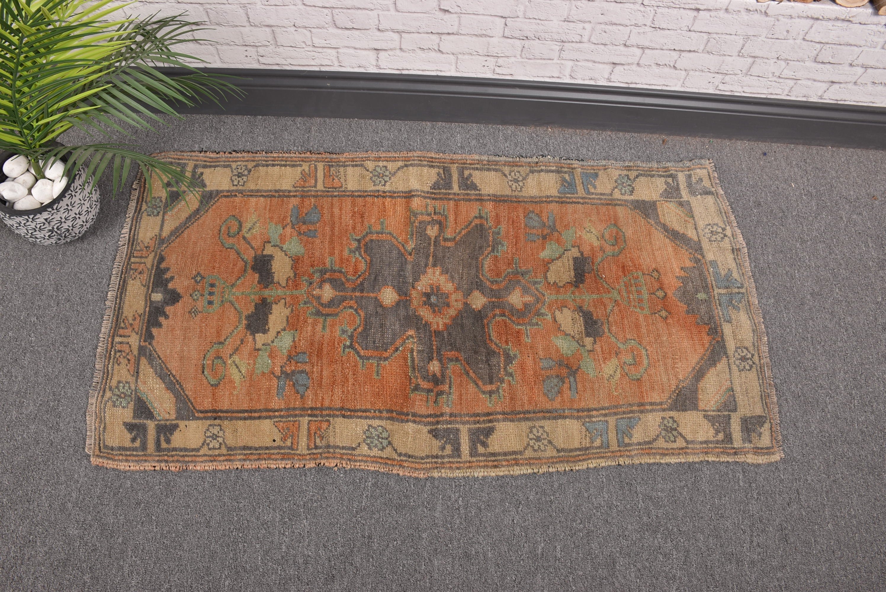 1.9x3.6 ft Small Rugs, Small Area Rug, Wall Hanging Rug, Bedroom Rug, Vintage Rug, Orange Moroccan Rugs, Turkish Rugs, Neutral Rug