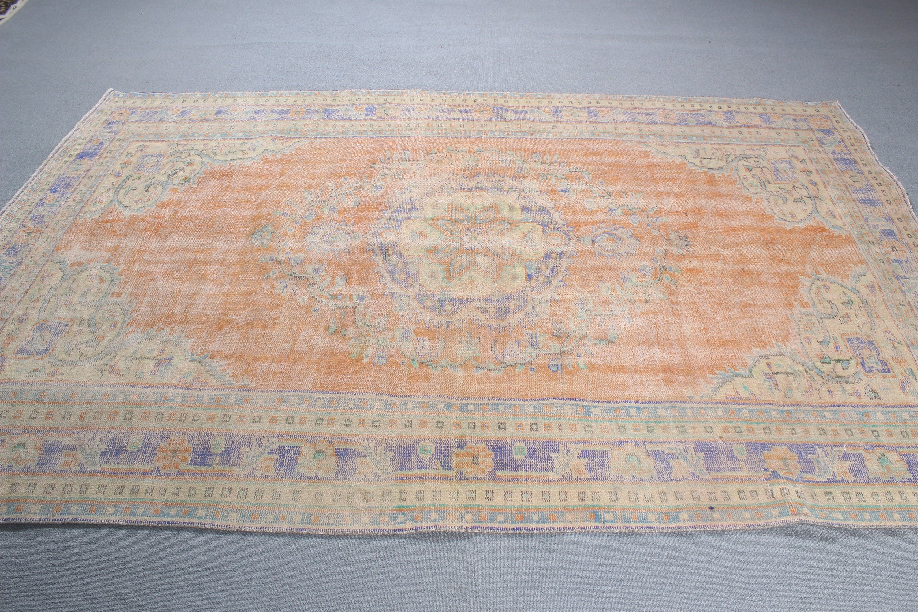 Orange Boho Rug, Vintage Rugs, Large Vintage Rug, Living Room Rug, Bedroom Rug, 5.5x8.8 ft Large Rugs, Luxury Rugs, Floor Rug, Turkish Rugs