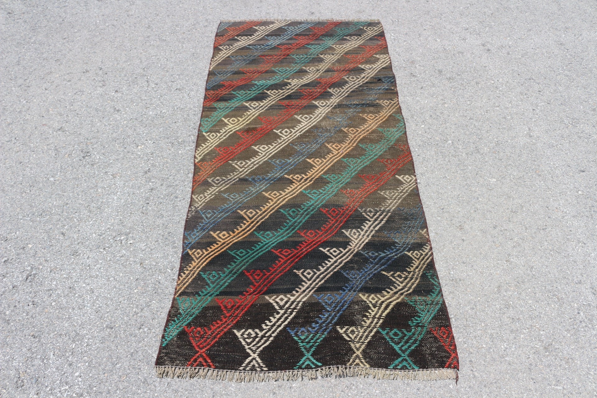 Türk Halısı, Boho Halısı, 2.6x5.8 ft Accent Halısı, Kilim, Mutfak Halısı, Vintage Halı, Kahverengi Zemin Halısı, Giriş Halısı, Çocuk Odası Halıları