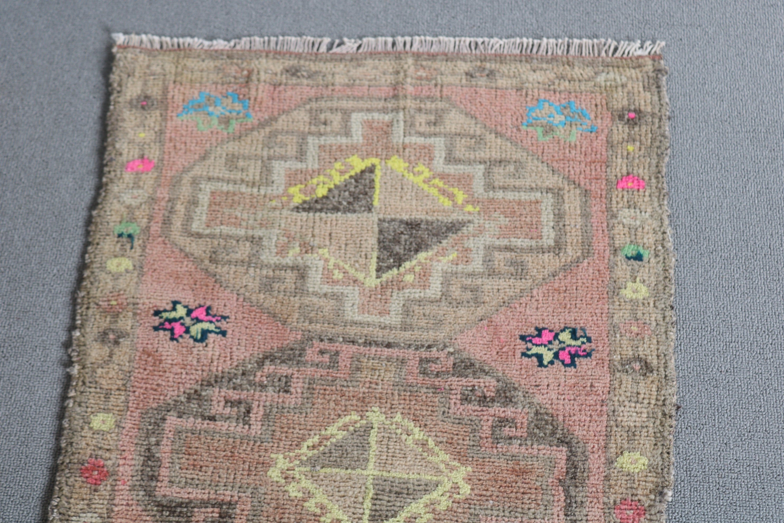 Yatak Odası Halısı, Vintage Halılar, Araba Paspas Halısı, Türk Halıları, Pembe 1.6x3.2 ft Küçük Halı, Yün Banyo Paspas Halısı, Banyo Halısı