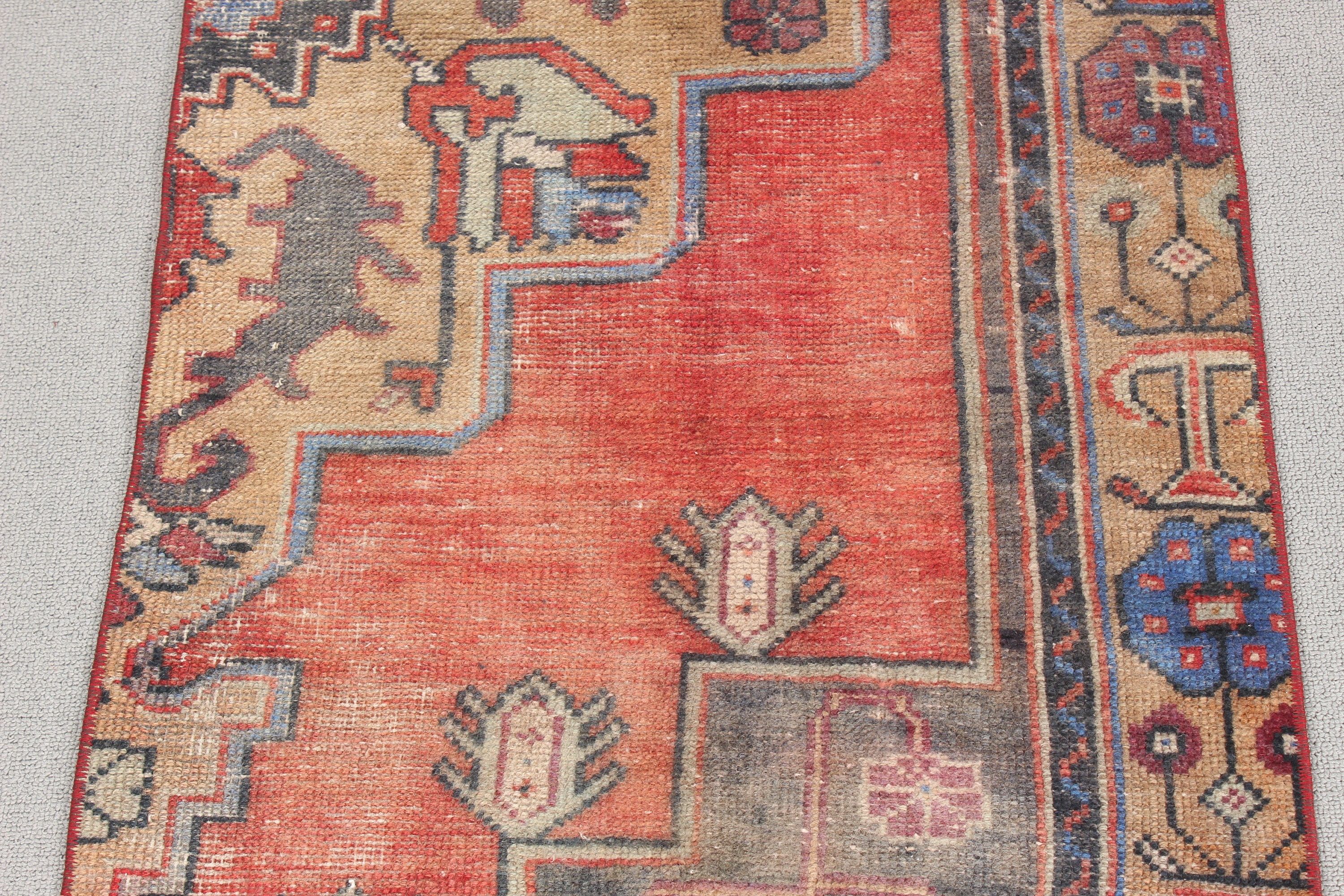 Entry Rugs, Red Antique Rugs, Turkish Rugs, Luxury Rugs, Artistic Rug, 1.9x3.6 ft Small Rugs, Vintage Rug, Small Boho Rugs, Bedroom Rug