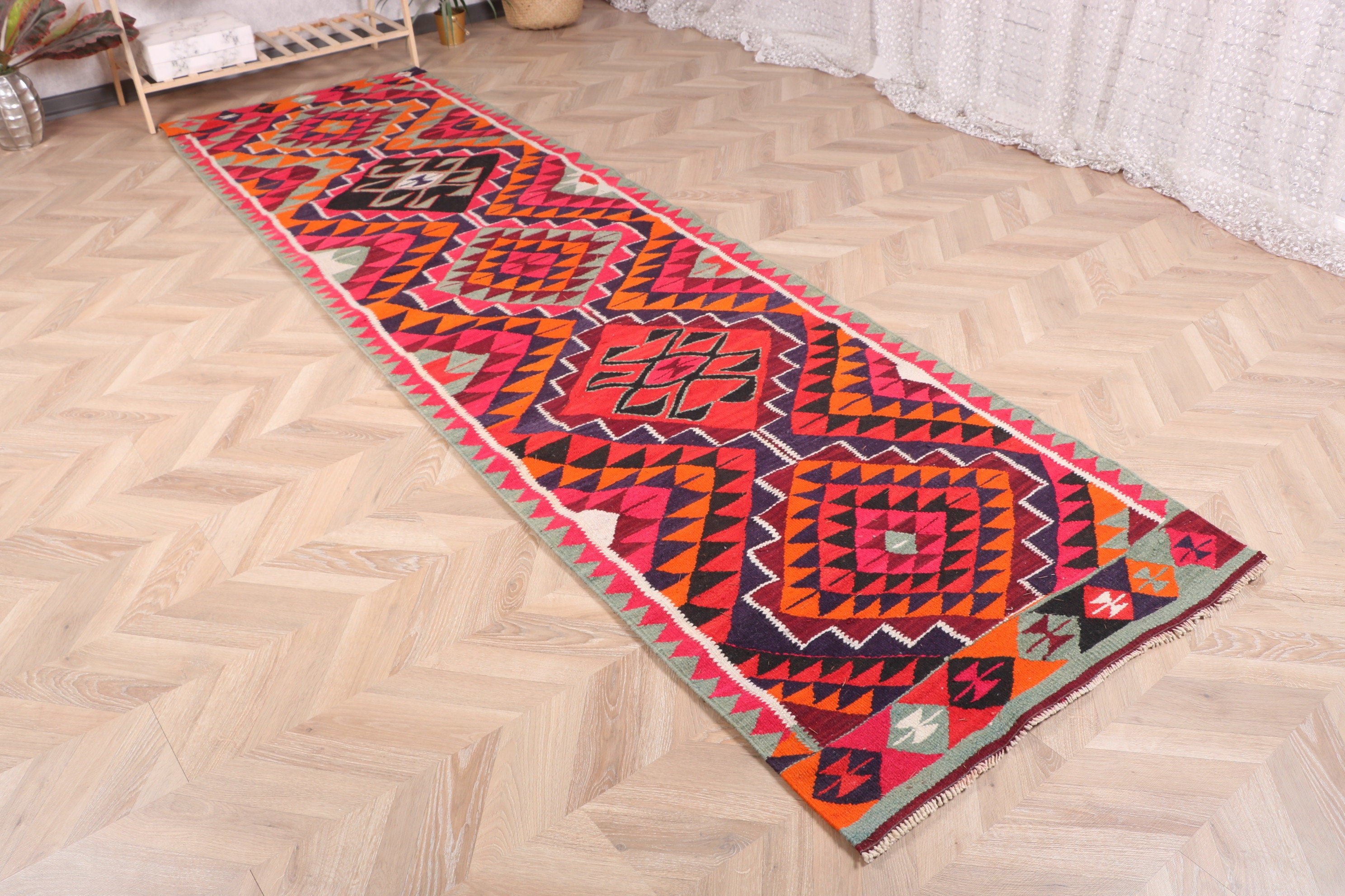 Boho Halı, Türk Halıları, Gökkuşağı Modern Halılar, Koridor Halısı, Vintage Runner Halıları, Vintage Halılar, Fas Halıları, 3,3x11,3 ft Runner Halıları