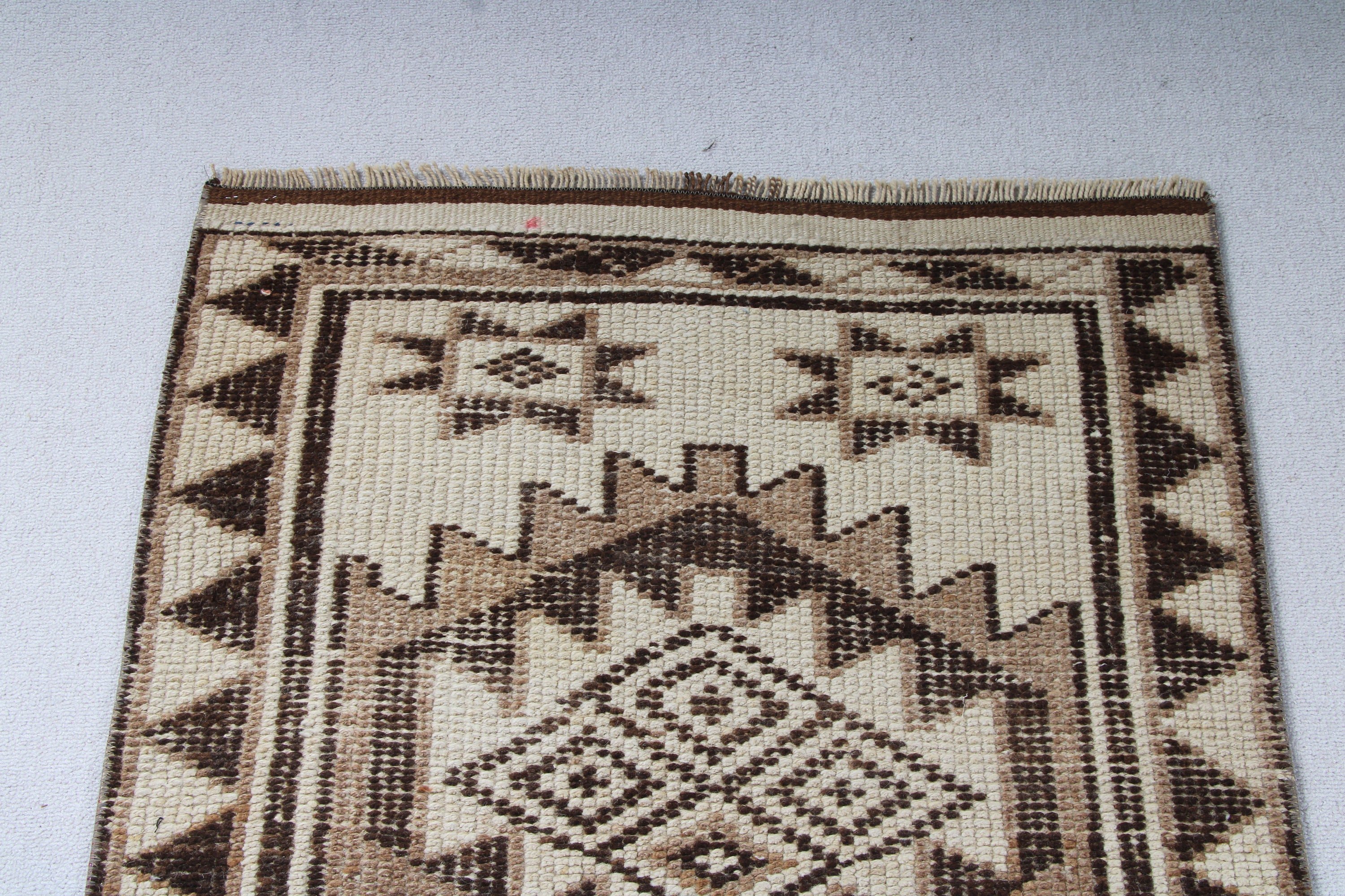 Vintage Rug, Rugs for Hallway, Antique Rug, Brown Luxury Rug, Oushak Rugs, Turkish Rugs, Kitchen Rug, Turkey Rugs, 2.8x12.7 ft Runner Rug