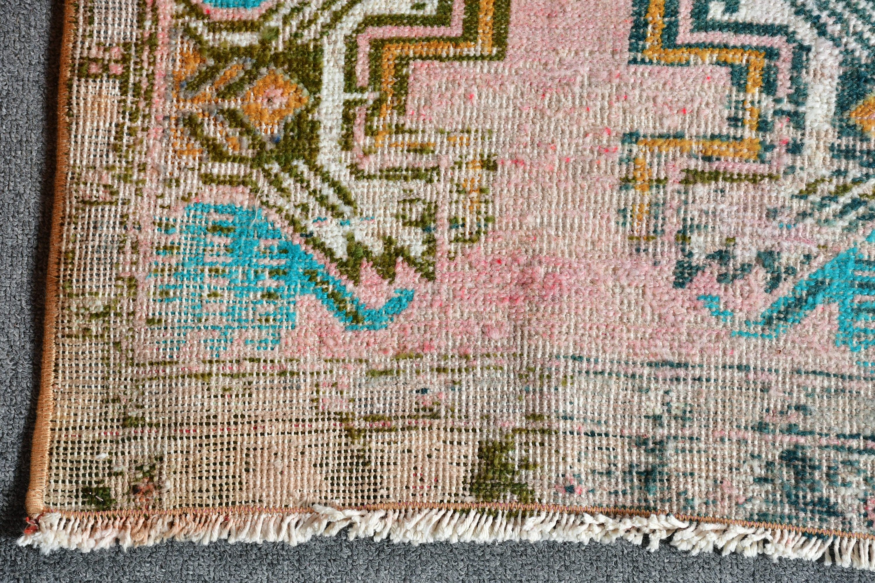 Vintage Rug, Anatolian Rug, Wall Hanging Rug, Pink  1.7x3.2 ft Small Rug, Turkish Rug, Door Mat Rug, Ethnic Rug