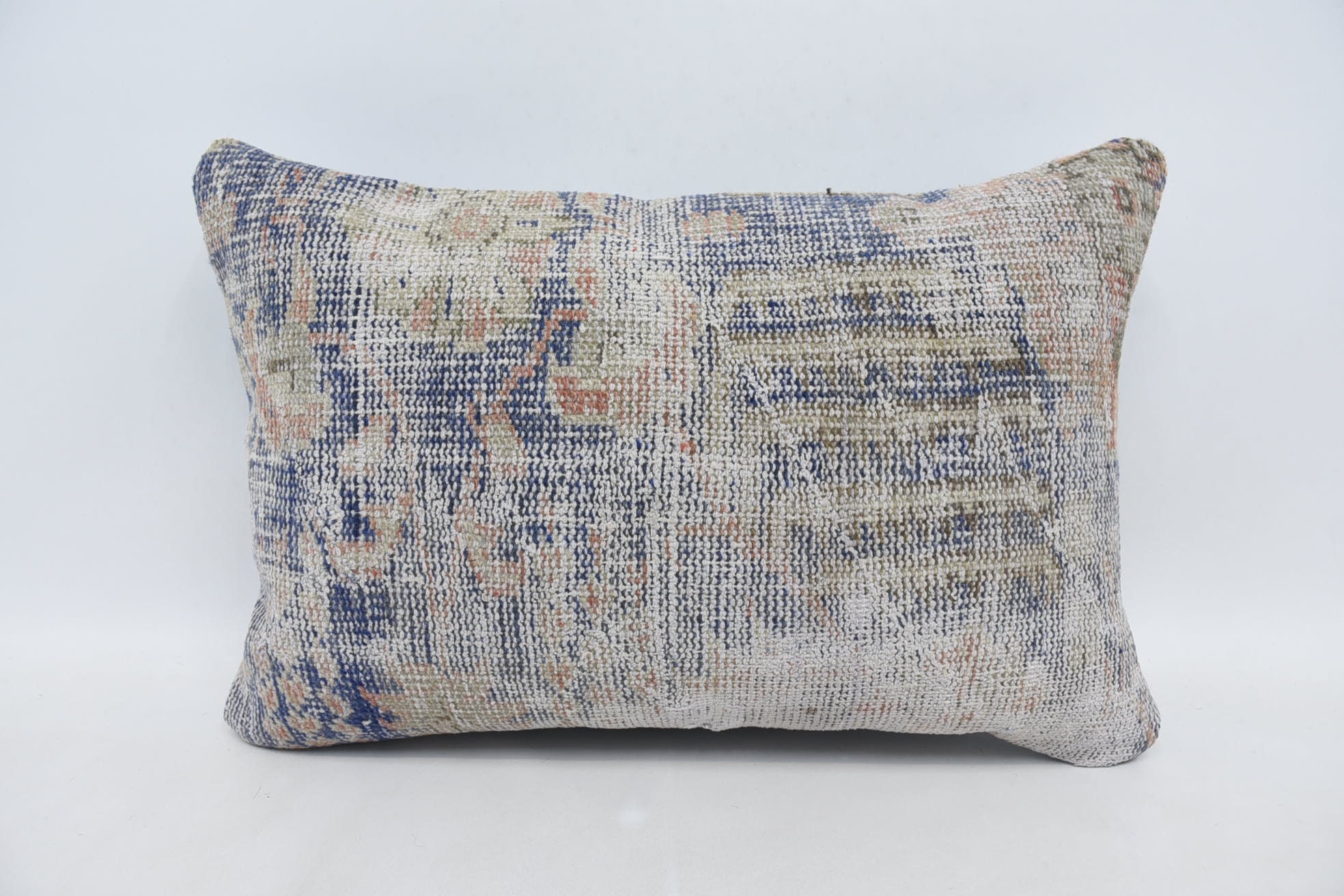 Ethnical Kilim Rug Pillow, Vintage Kilim Pillow, 16"x24" Blue Cushion Cover, Pet Pillow Cover, Gift Pillow, Kilim Rug Cushion Cover