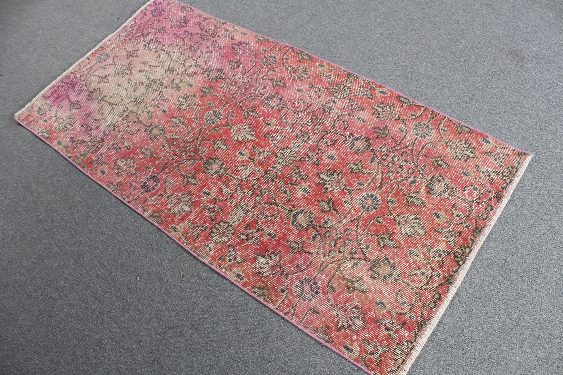 Rugs for Car Mat, Oushak Rug, 2.7x5.4 ft Small Rugs, Pink Moroccan Rug, Bedroom Rug, Turkish Rug, Vintage Rugs, Door Mat Rug, Bath Rugs