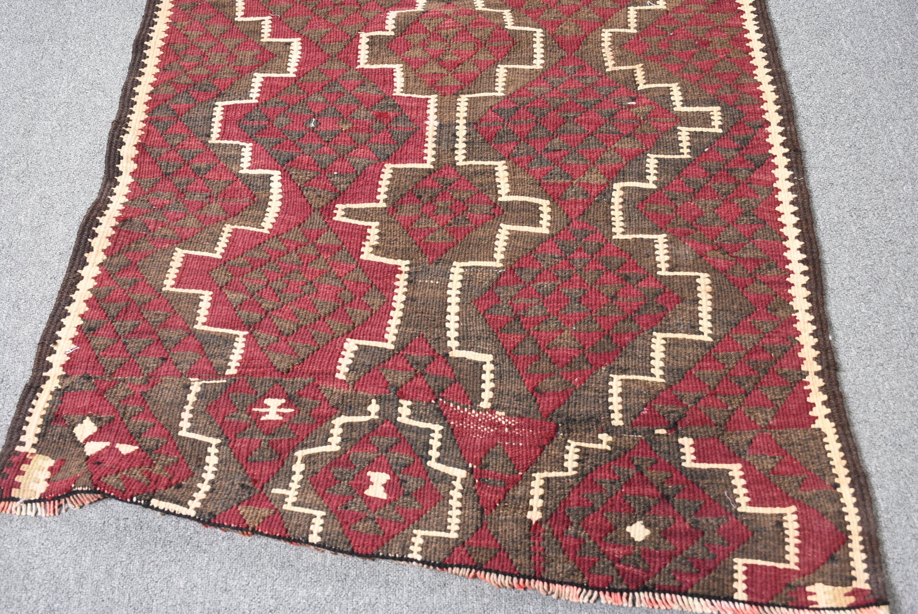 3.1x7.8 ft Runner Rug, Rugs for Kitchen, Red Floor Rugs, Office Rug, Stair Rug, Anatolian Rug, Vintage Rug, Antique Rug, Kilim, Turkish Rug