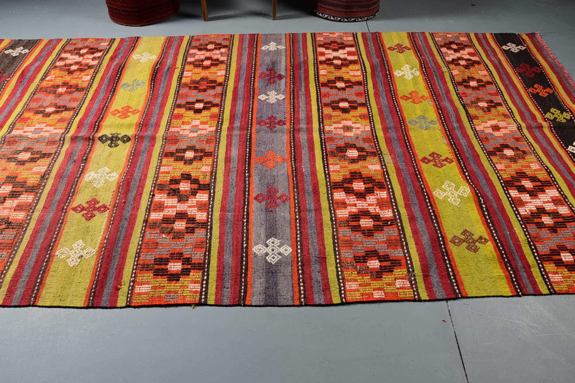 Salon Halıları, Yün Halıları, Kilim, Yemek Odası Halıları, Oushak Halısı, El Dokuma Halısı, 5.4x9.8 ft Büyük Halı, Türk Halısı, Yeşil Yer Halısı, Vintage Halı