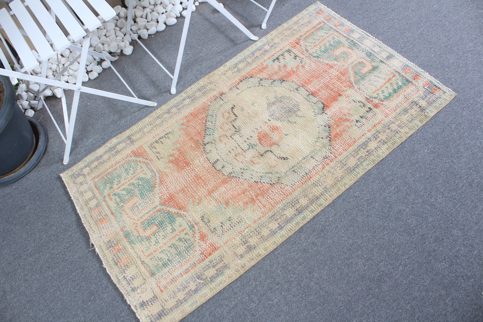 Turkish Rug, Bedroom Rugs, Kitchen Rug, Vintage Rug, Nursery Rug, 2.5x4.5 ft Small Rug, Rugs for Car Mat, Orange Wool Rug, Antique Rug