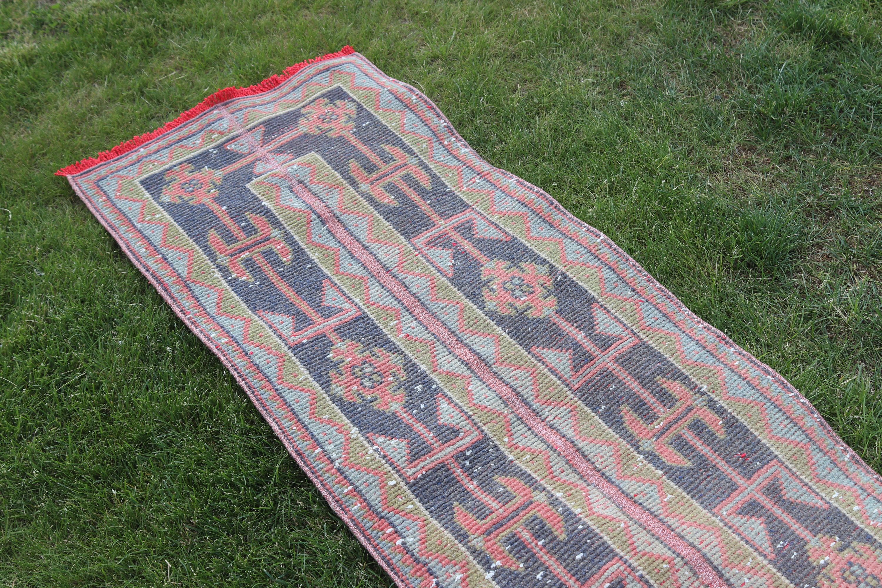 Aztek Halıları, Vintage Halılar, Mavi El Dokuma Halılar, Merdiven Halısı, Türk Halıları, Koridor Halısı, Yün Halısı, Anadolu Halısı, 2x11.2 ft Yolluk Halıları