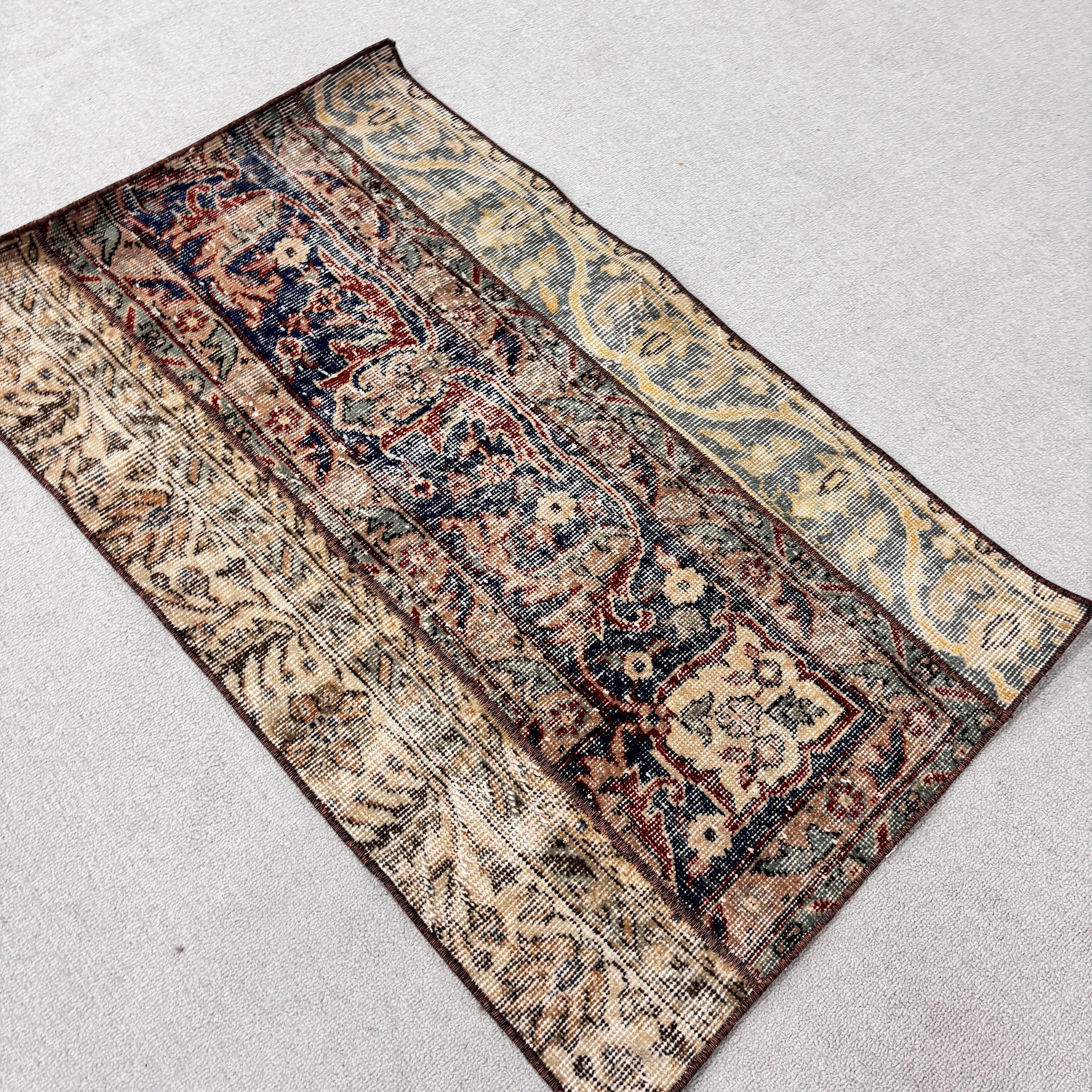 Oushak Halı, Boho Halılar, Küçük Vintage Halılar, Mavi Oryantal Halılar, Vintage Halı, 2,3x3,8 ft Küçük Halı, Türk Halıları, Yatak Odası Halıları, Nötr Halı