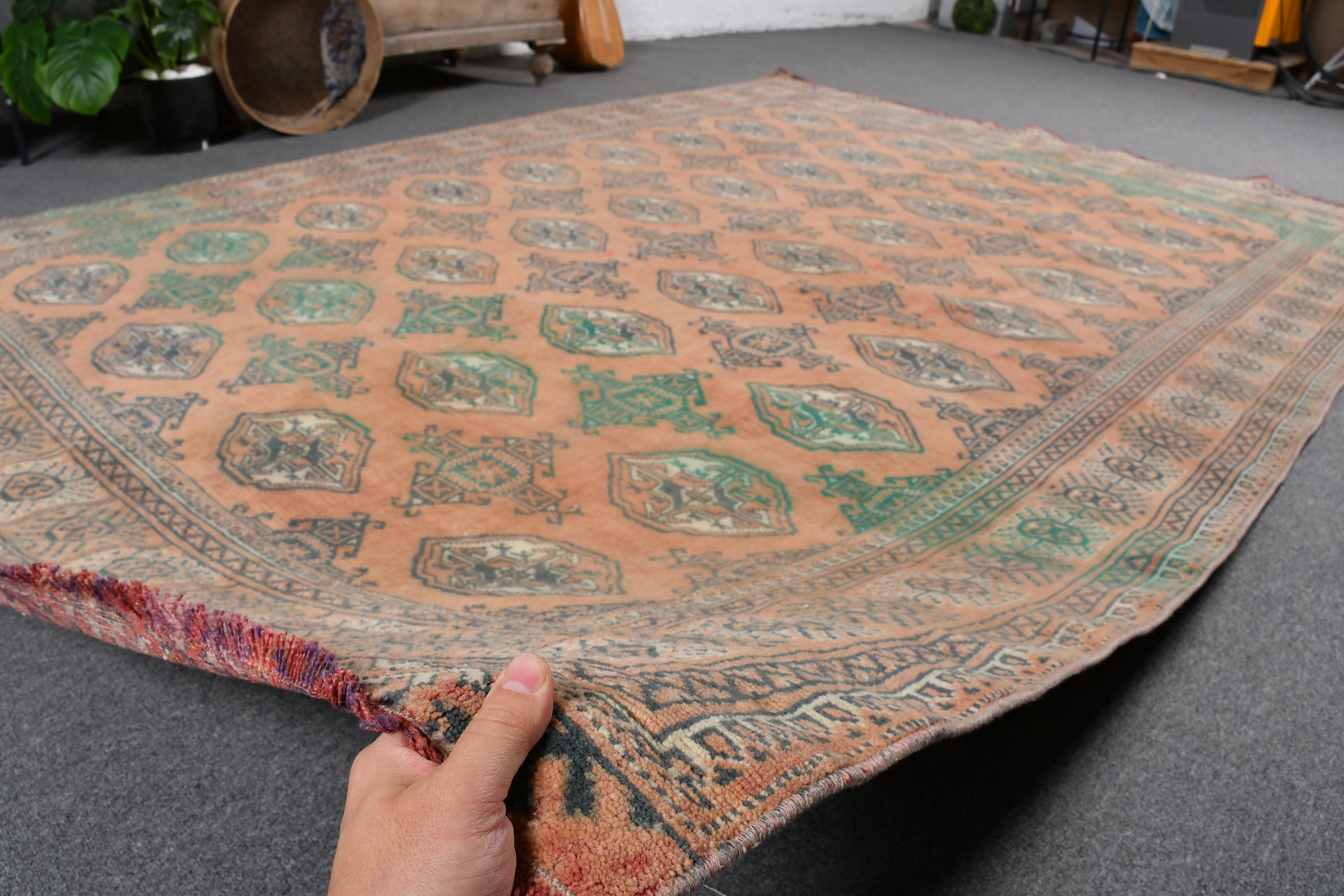 Oturma Odası Halısı, Oryantal Halı, Kırmızı 6.4x9 ft Büyük Halı, Türk Halıları, Vintage Halı, Yatak Odası Halısı, Otantik Halılar