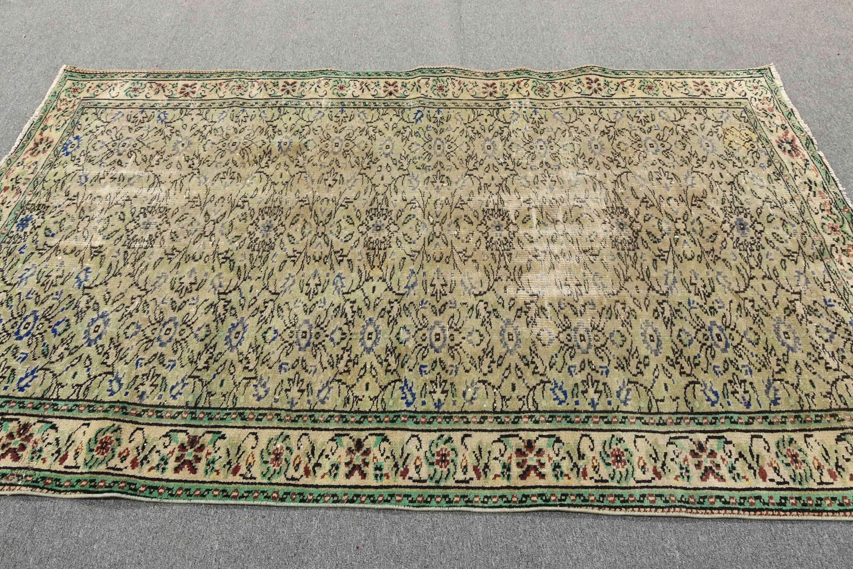 Bohemian Rug, Floor Rugs, Dining Room Rugs, Green Moroccan Rugs, Bedroom Rugs, 5.1x8 ft Large Rug, Vintage Rugs, Turkish Rug, Cool Rug