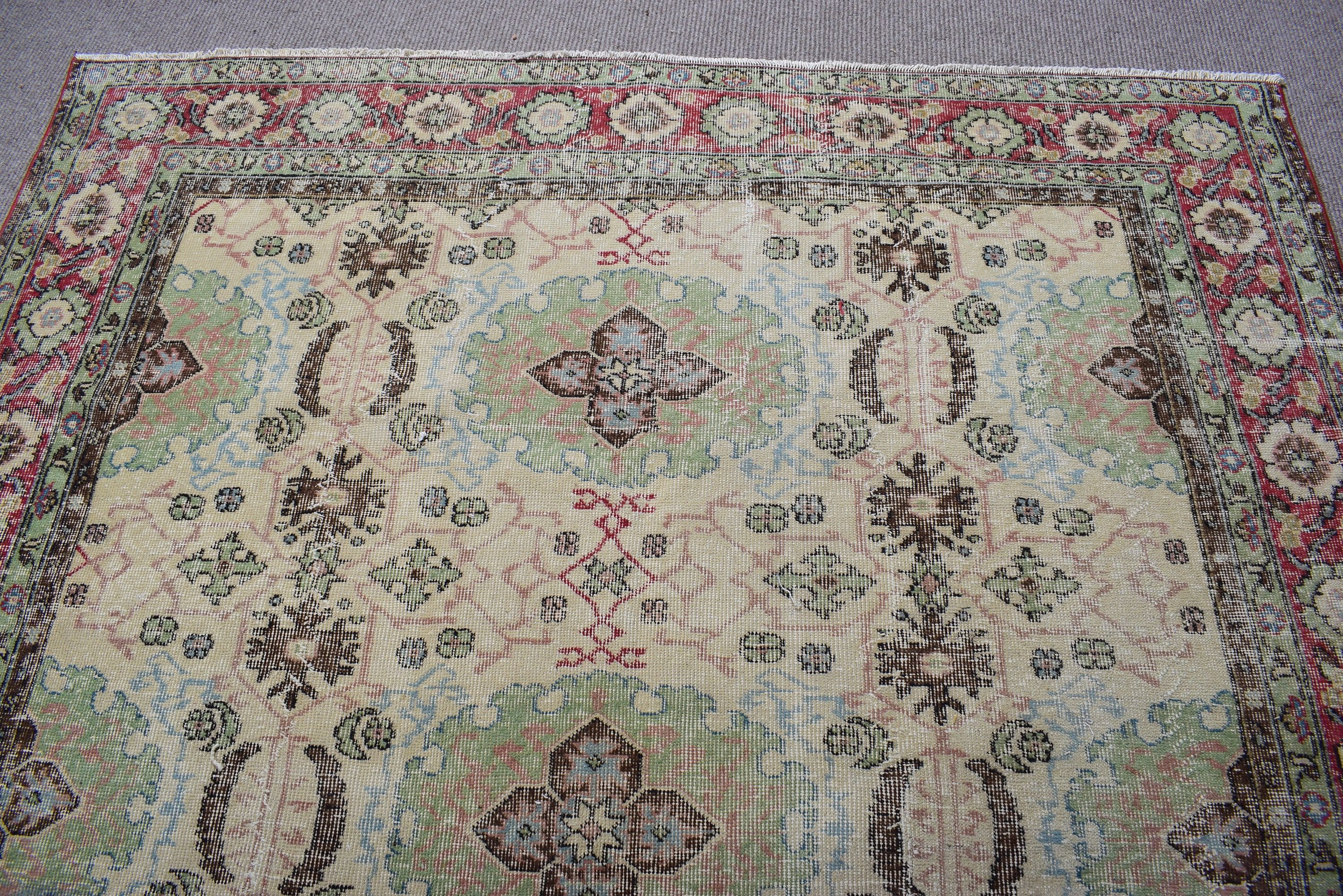 Organik Halı, Boho Halı, Yemek Odası Halısı, Vintage Halılar, 6,9x9,9 ft Büyük Halılar, El Dokuma Halılar, Yeşil Yatak Odası Halısı, Türk Halısı, Büyük Boho Halısı