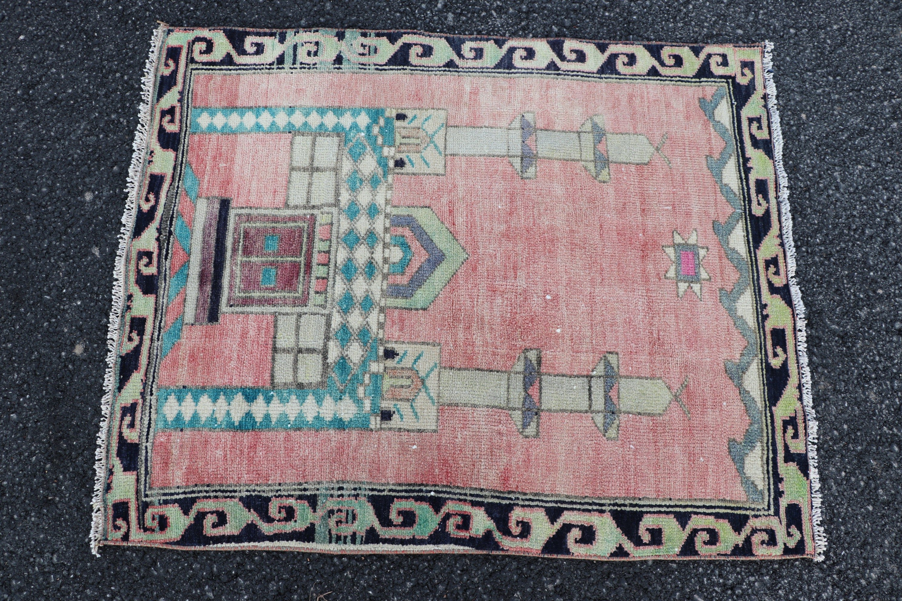 Bedroom Rug, Pink Moroccan Rug, 2.9x3.5 ft Small Rug, Turkish Rug, Wool Rugs, Small Boho Rug Rugs, Entry Rug, Vintage Rug, Home Decor Rugs