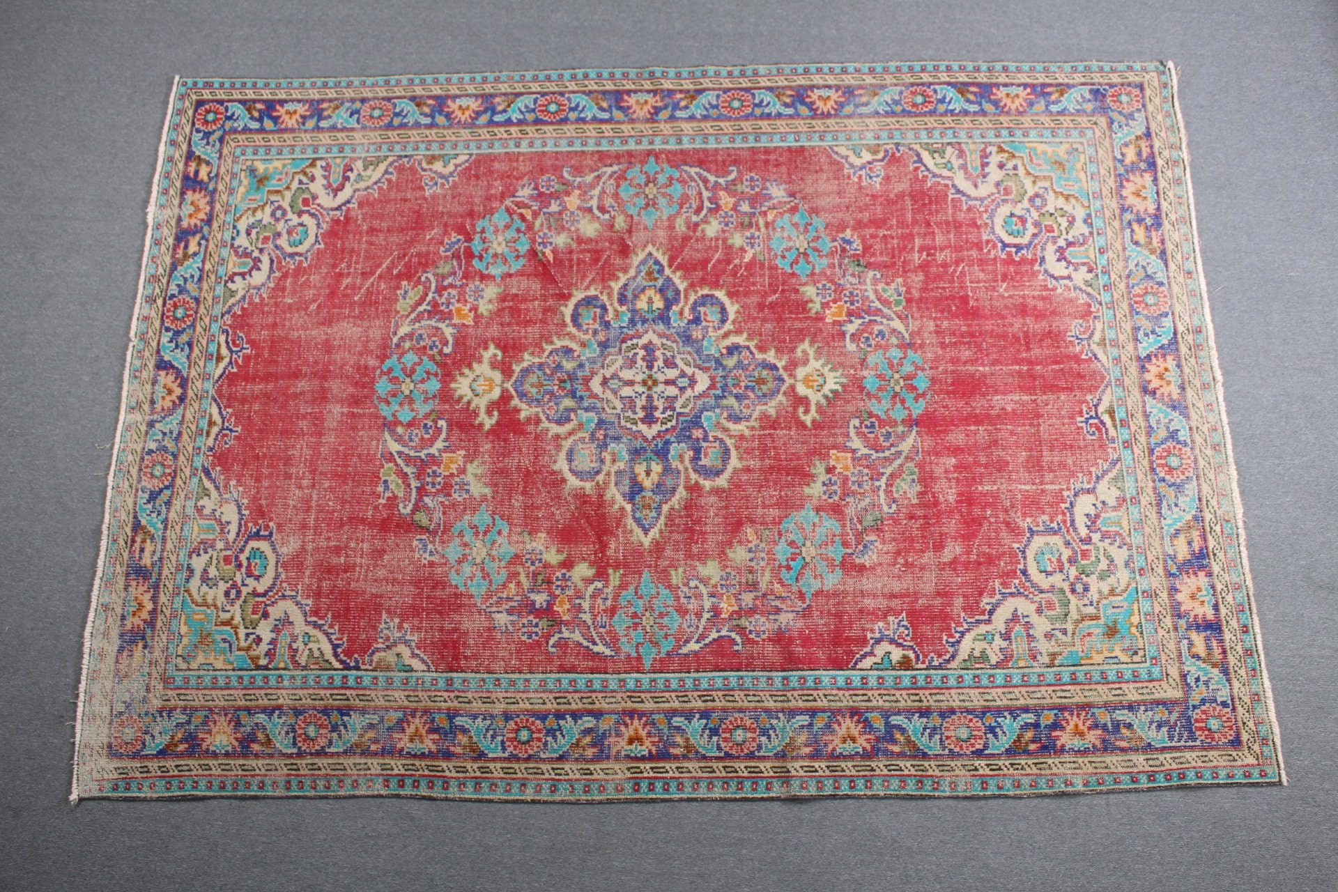 Yatak Odası Halıları, Anadolu Halısı, Sanat Halısı, Oturma Odası Halısı, Kırmızı Ev Dekor Halısı, 6.9x9.9 ft Büyük Halılar, Vintage Halı, Türk Halısı, Yemek Odası Halısı