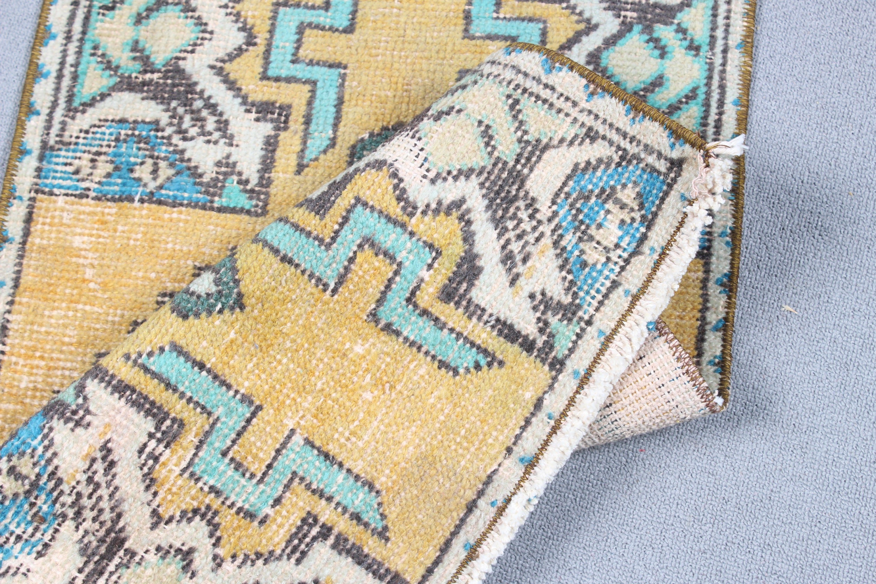 Nursery Rugs, Yellow Home Decor Rugs, 1.5x2.8 ft Small Rugs, Vintage Rug, Small Vintage Rugs, Turkish Rugs, Luxury Rug, Statement Rugs