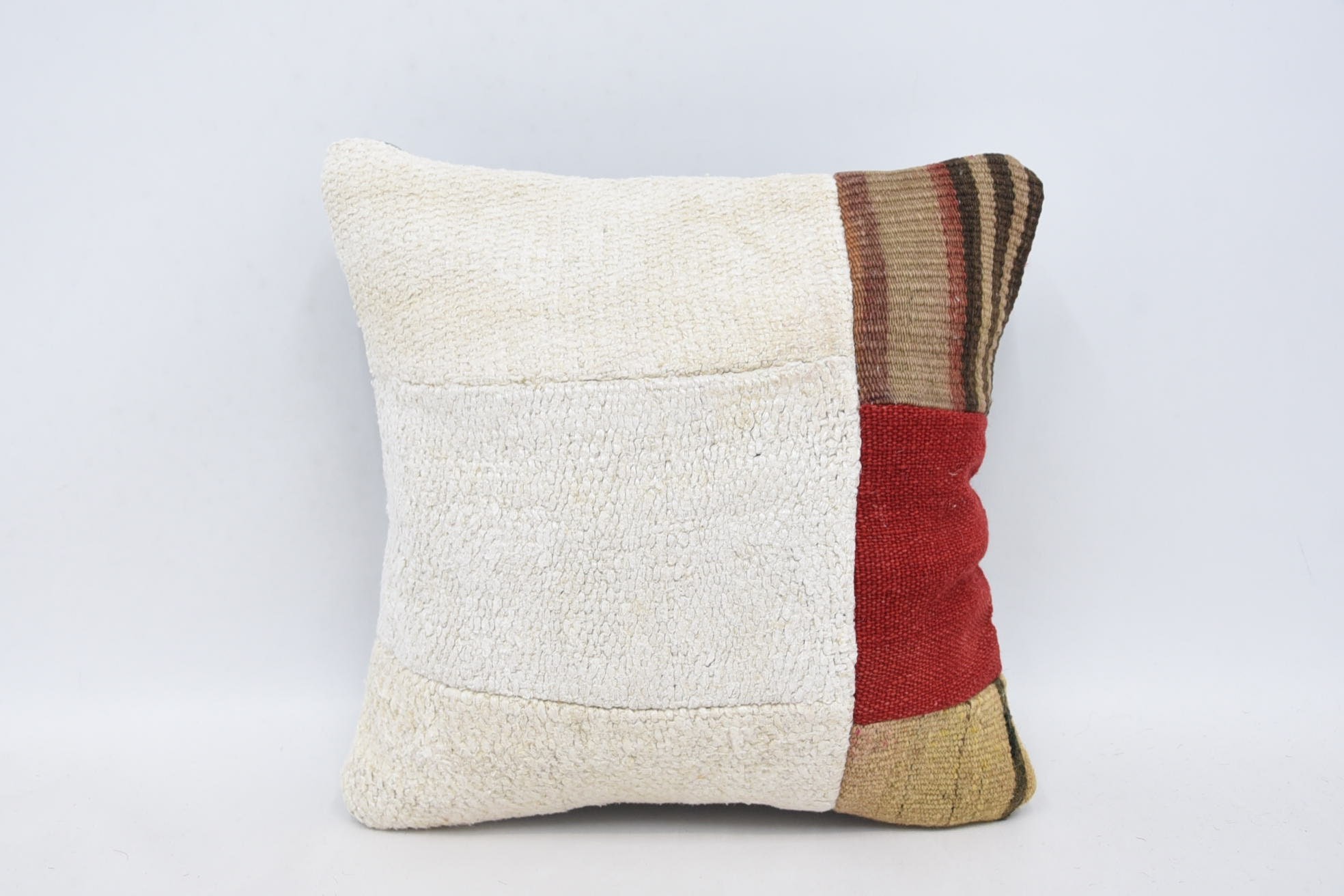 Interior Designer Pillow, Antique Pillows, 14"x14" White Pillow, Ethnical Kilim Rug Pillow, Tribal Pillow Case, Designer Throw Pillow Case