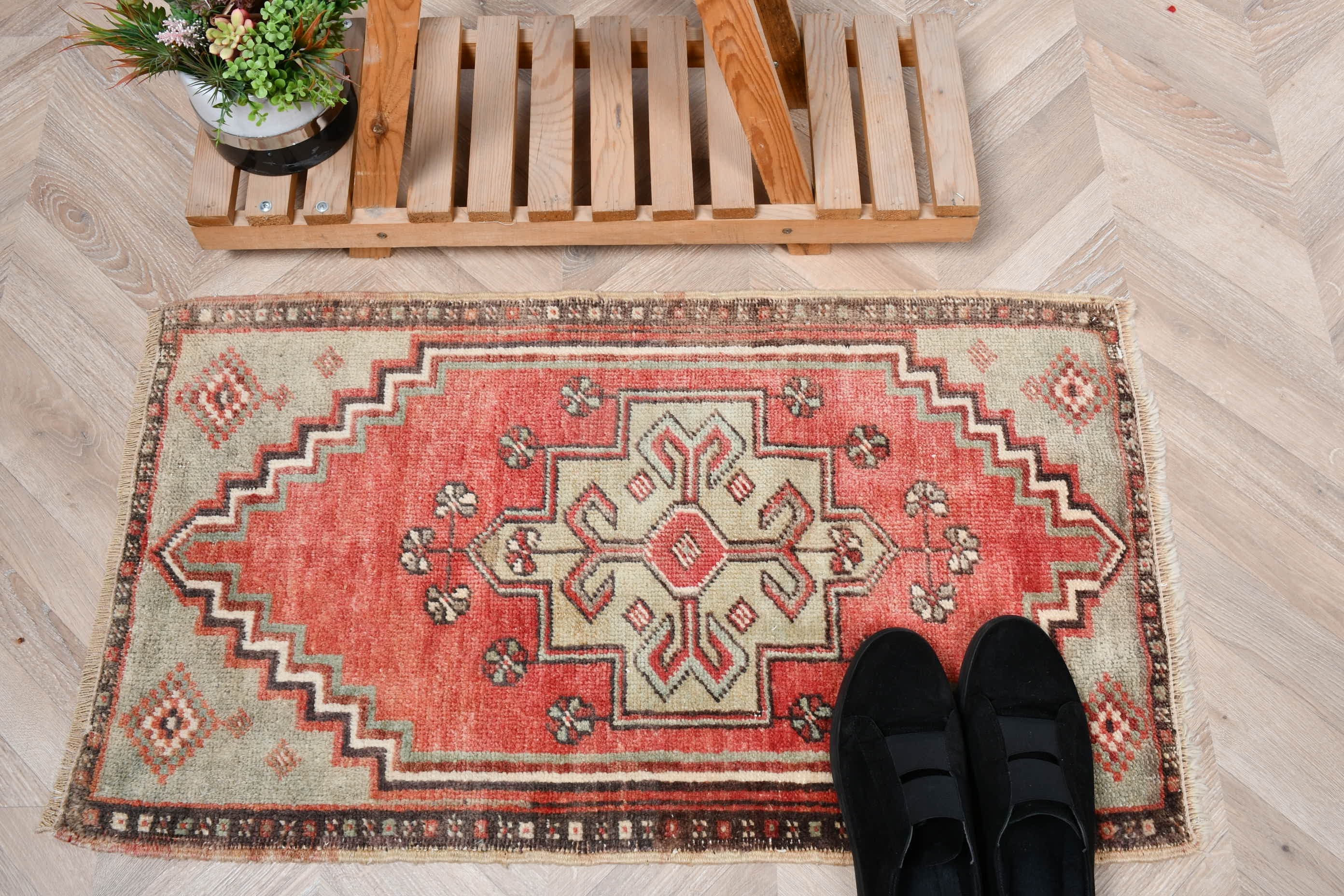 Bath Rug, Bedroom Rug, Moroccan Rug, Home Decor Rug, Vintage Rugs, Red  1.8x3.1 ft Small Rug, Rugs for Door Mat, Turkish Rugs