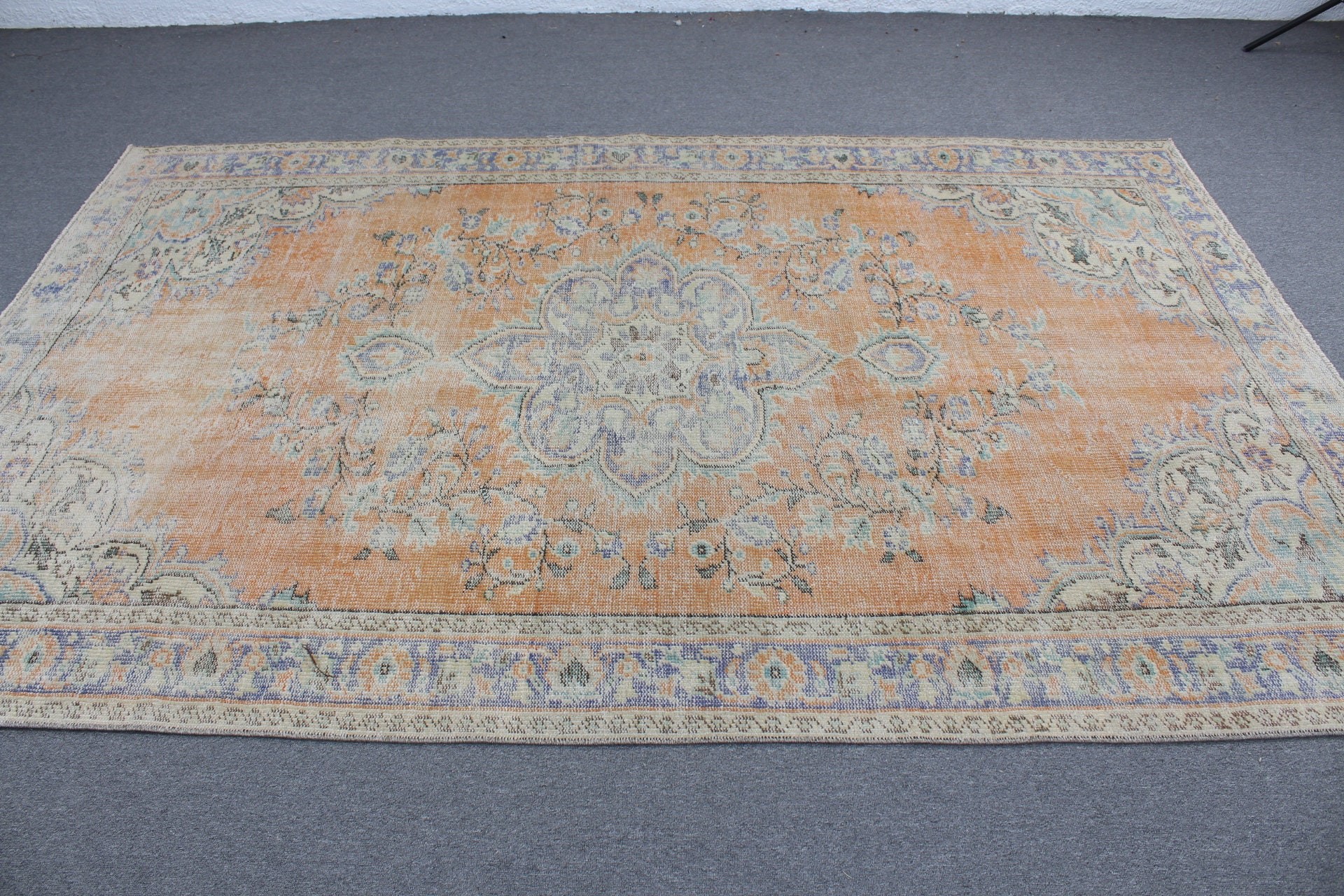 Oturma Odası Halıları, Vintage Halılar, 5.9x9.1 ft Büyük Halı, Turuncu Yatak Odası Halısı, Mutfak Halısı, Türk Halıları, Antika Halılar, Yemek Odası Halıları