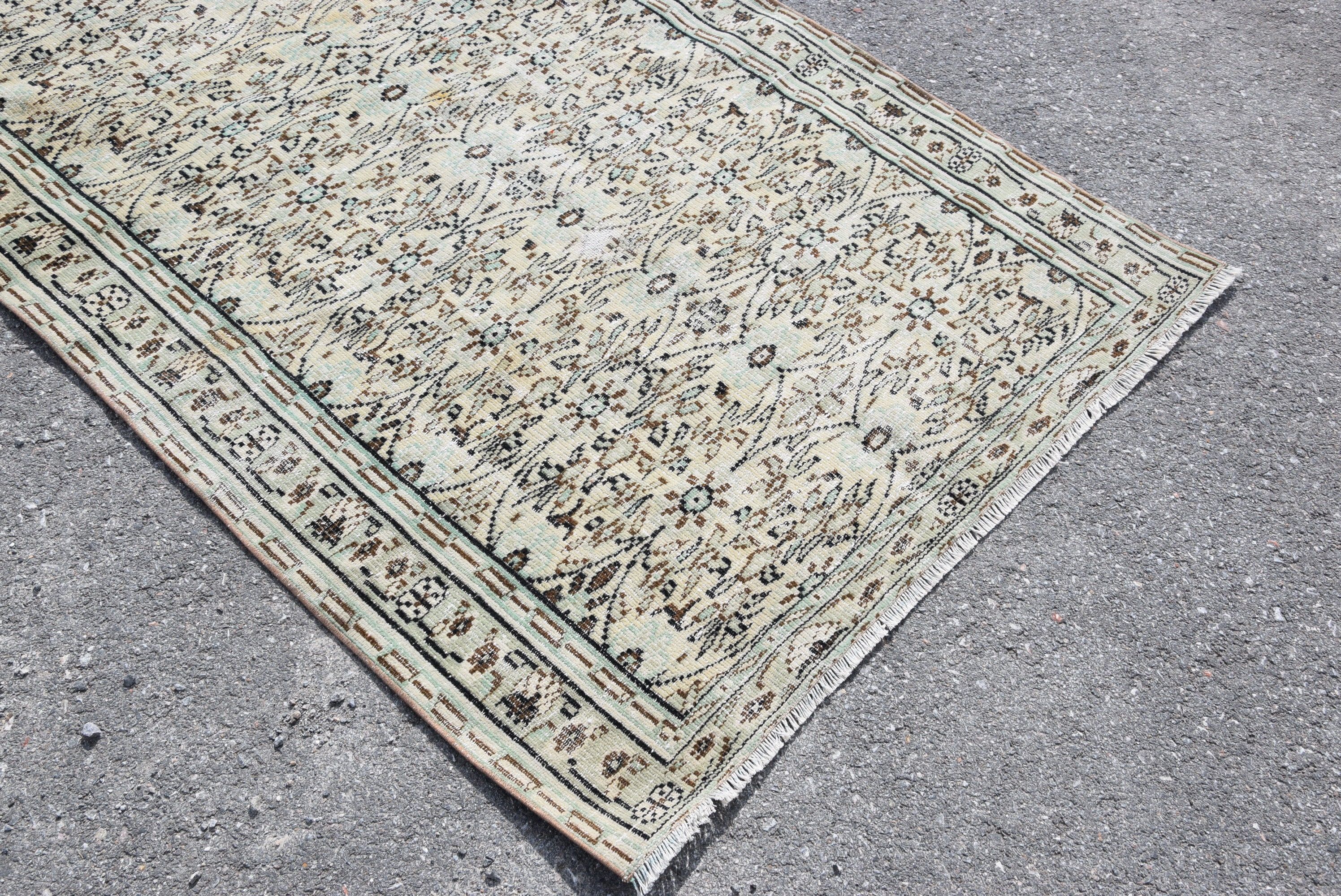 Beige Cool Rug, Turkish Rugs, Rugs for Indoor, Vintage Rug, Floor Rugs, Antique Rugs, Kitchen Rug, Bedroom Rug, 4.4x7.3 ft Area Rug