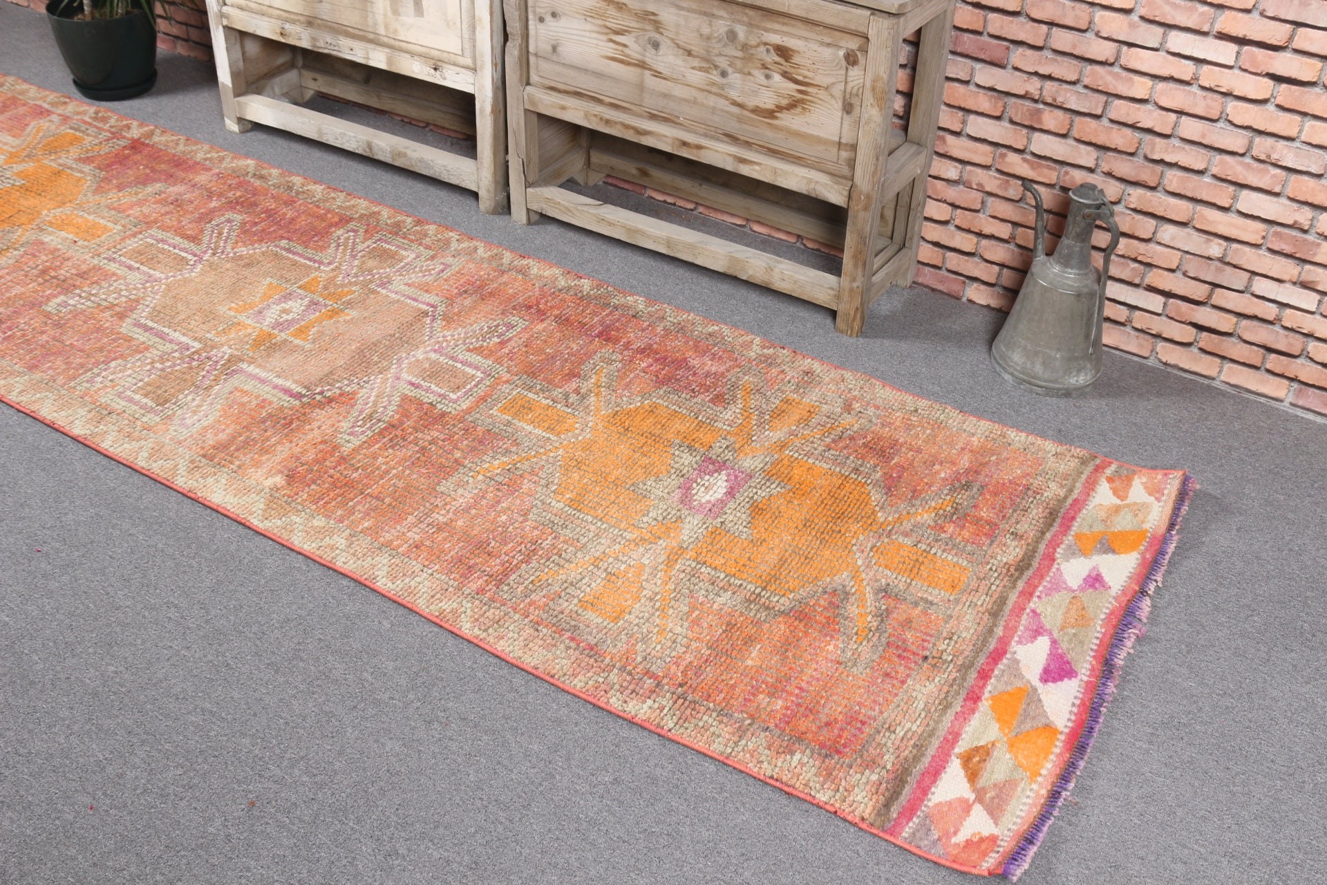 Hallway Rugs, Red Oriental Rug, Home Decor Rugs, Kitchen Rugs, Vintage Rug, Moroccan Rugs, 2.9x10.6 ft Runner Rug, Pastel Rug, Turkish Rug