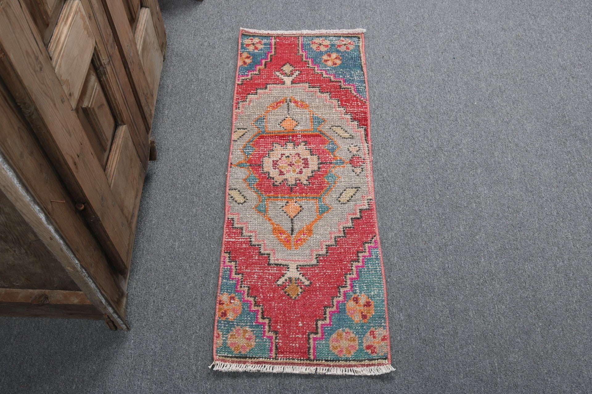 Kırmızı Havalı Halılar, Küçük Boho Halı, Ofis Halısı, 1.2x3.1 ft Küçük Halı, Vintage Halılar, Mutfak Halıları, Yatak Odası Halıları, Antika Halılar, Türk Halıları