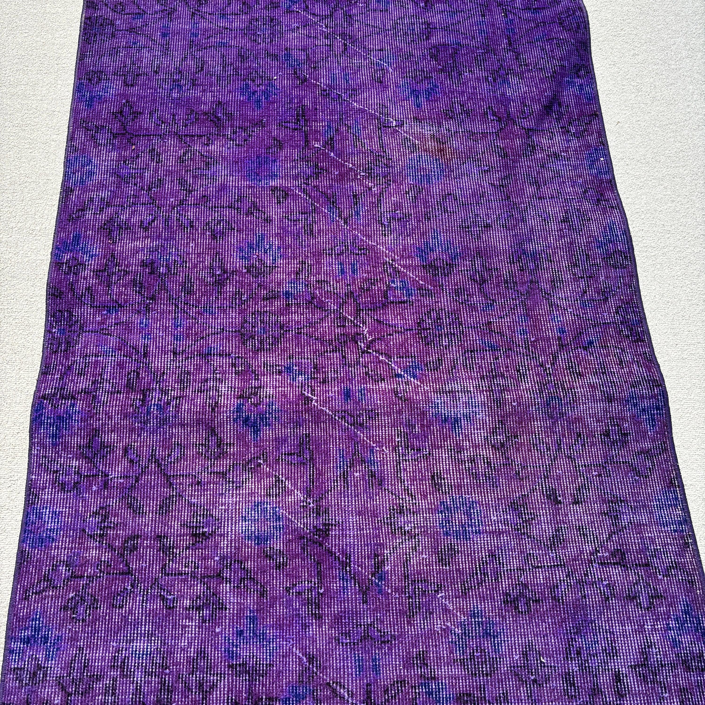 Boho Accent Rugs, 3x5.9 ft Accent Rug, Anatolian Rugs, Vintage Rug, Purple Kitchen Rug, Rugs for Accent, Turkish Rugs