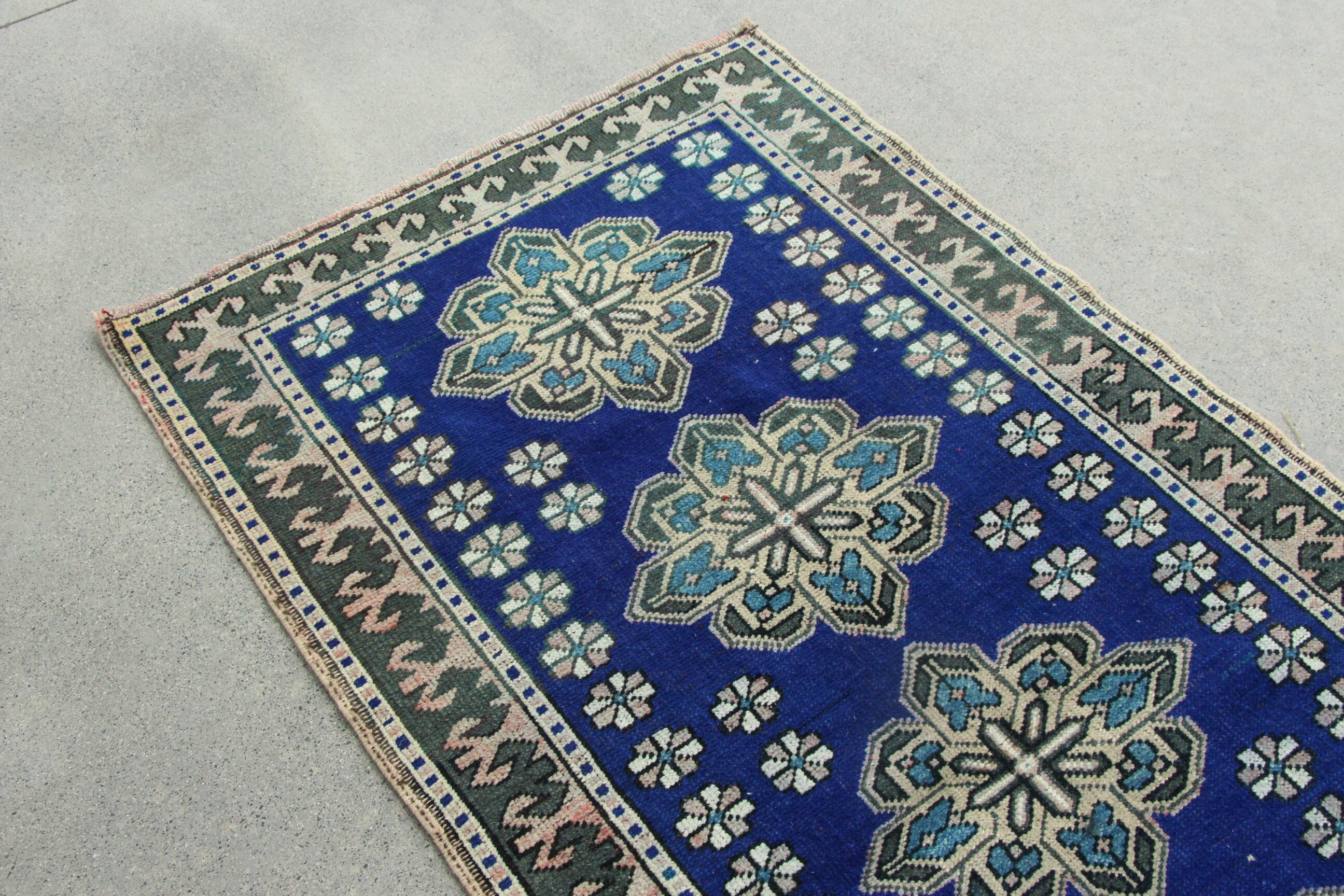 Vintage Rug, Cool Rug, Floor Rug, Art Rug, Entry Rug, Bedroom Rug, Turkish Rugs, 2.9x6.2 ft Accent Rug, Rugs for Entry, Blue Anatolian Rugs