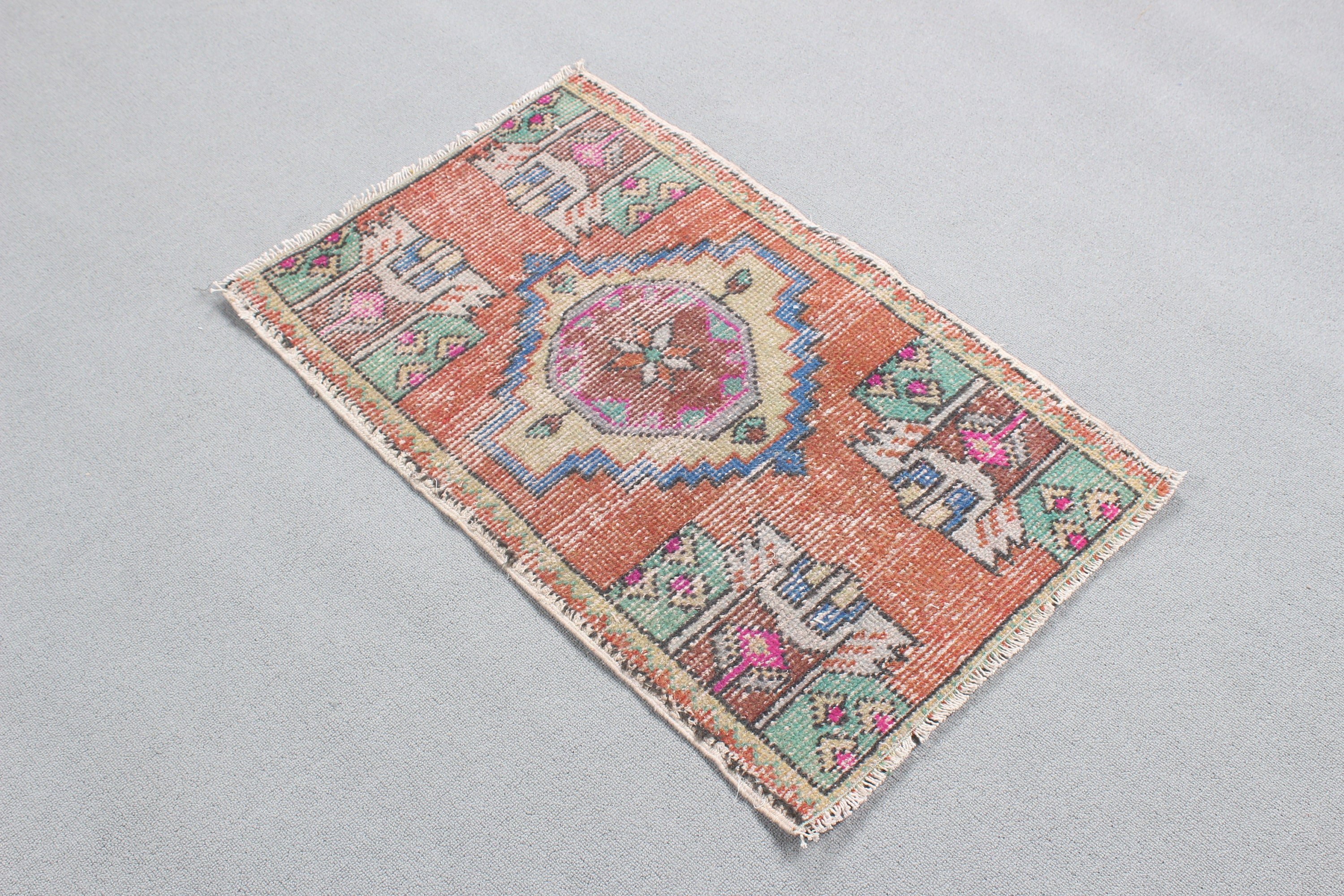 Oriental Rug, Handwoven Rug, 1.8x2.9 ft Small Rug, Turkish Rugs, Small Vintage Rugs, Vintage Rug, Orange Luxury Rug, Entry Rugs, Floor Rug