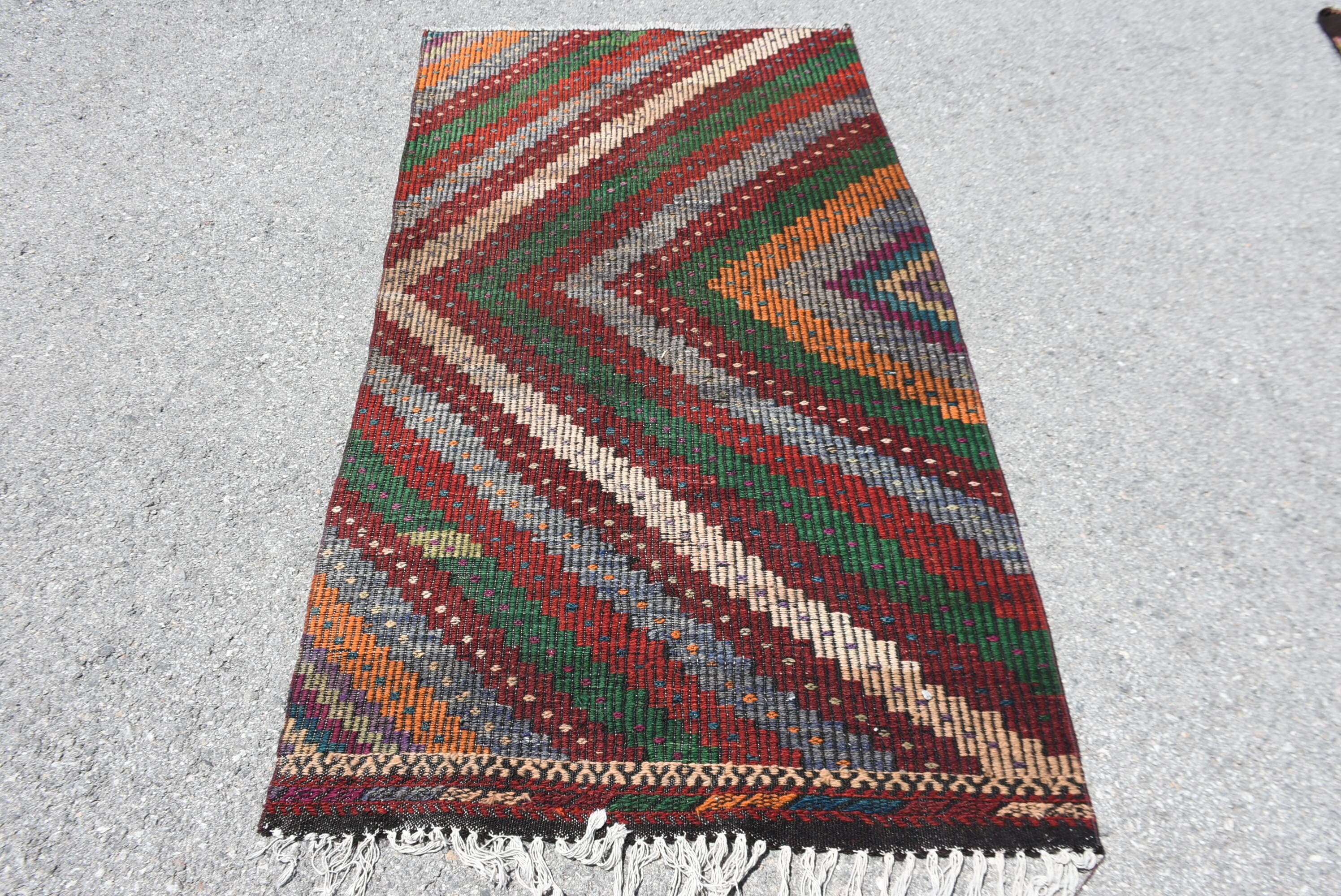 Turkish Rugs, Vintage Rug, Wool Rug, Kilim, Moroccan Rug, Office Rug, Kitchen Rugs, Red Anatolian Rugs, Bedroom Rug, 3.2x6.3 ft Accent Rug