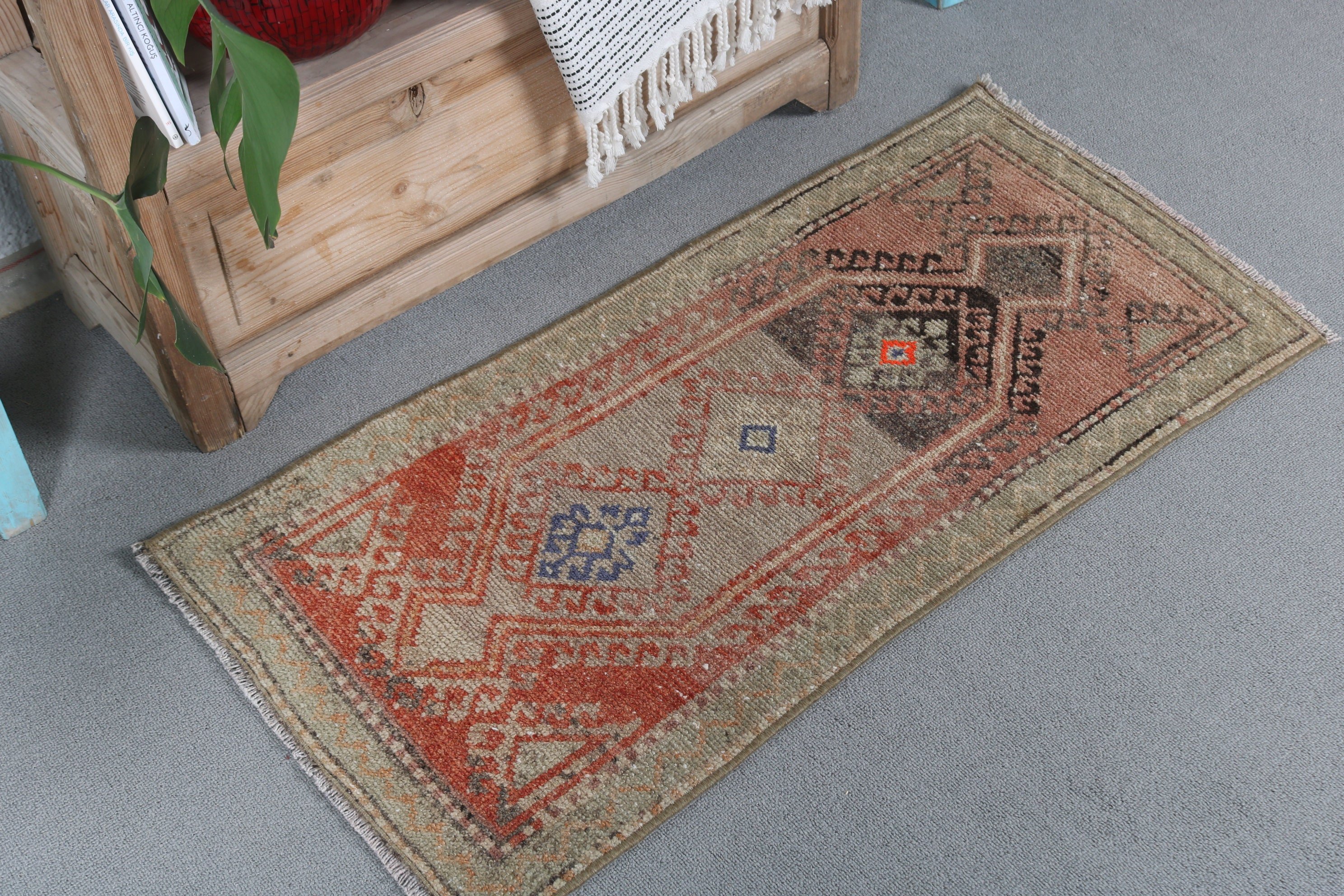 Floor Rug, Turkish Rug, Rugs for Wall Hanging, Brown Wool Rugs, Car Mat Rugs, Nursery Rug, Bedroom Rug, Vintage Rug, 1.5x3.2 ft Small Rug