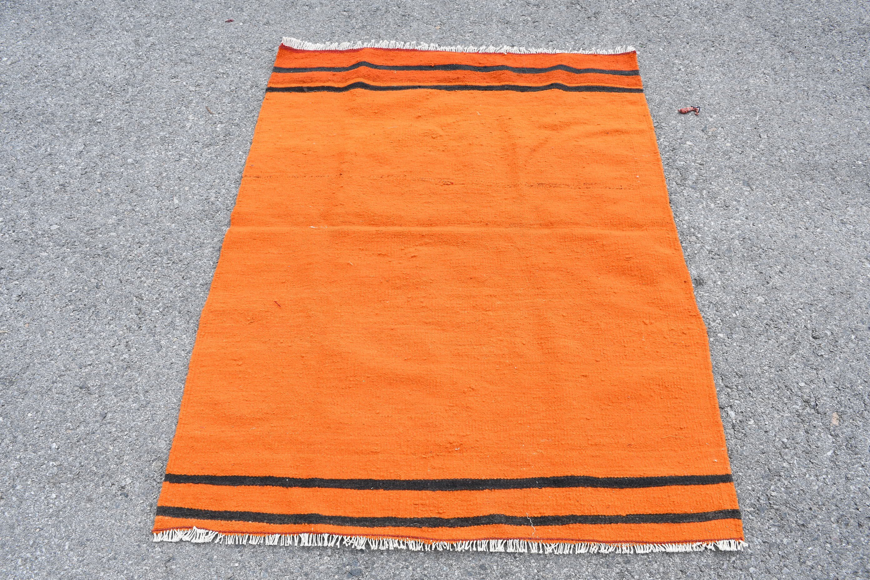 Rugs for Bedroom, Orange Bedroom Rug, Wool Rugs, Vintage Rugs, 3.4x4.6 ft Accent Rugs, Anatolian Rug, Turkish Rugs, Kilim, Kitchen Rug