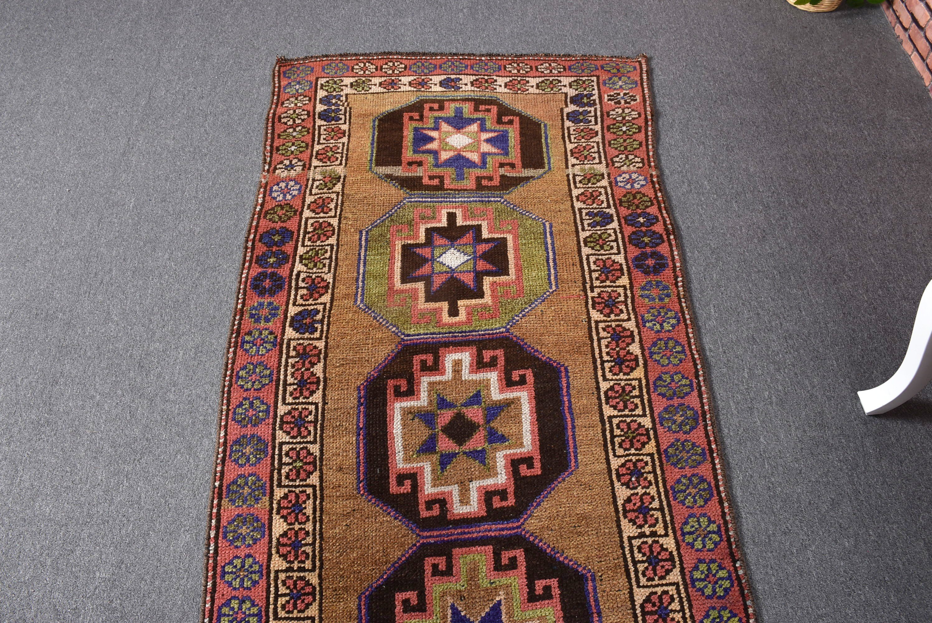 2.6x12.3 ft Yolluk Halısı, Bronz El Dokuma Halılar, Türk Halısı, Anadolu Halıları, Vintage Halılar, Havalı Halı, Merdiven Yolluk Halısı Halıları, Merdiven Halıları