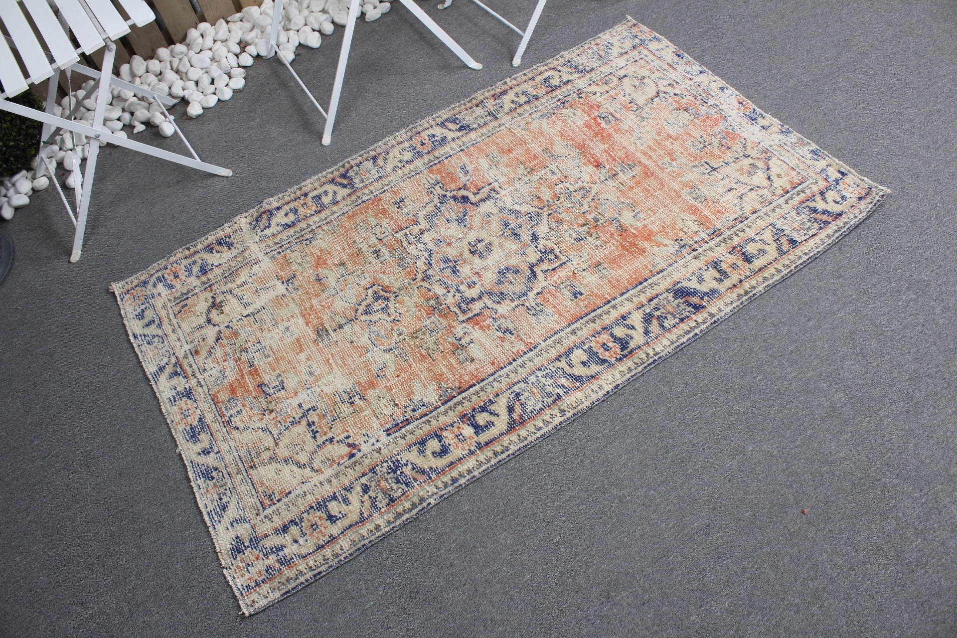 2.9x4.8 ft Small Rug, Kitchen Rug, Orange Home Decor Rug, Vintage Rugs, Turkish Rugs, Pastel Rug, Floor Rugs, Car Mat Rugs, Bedroom Rug